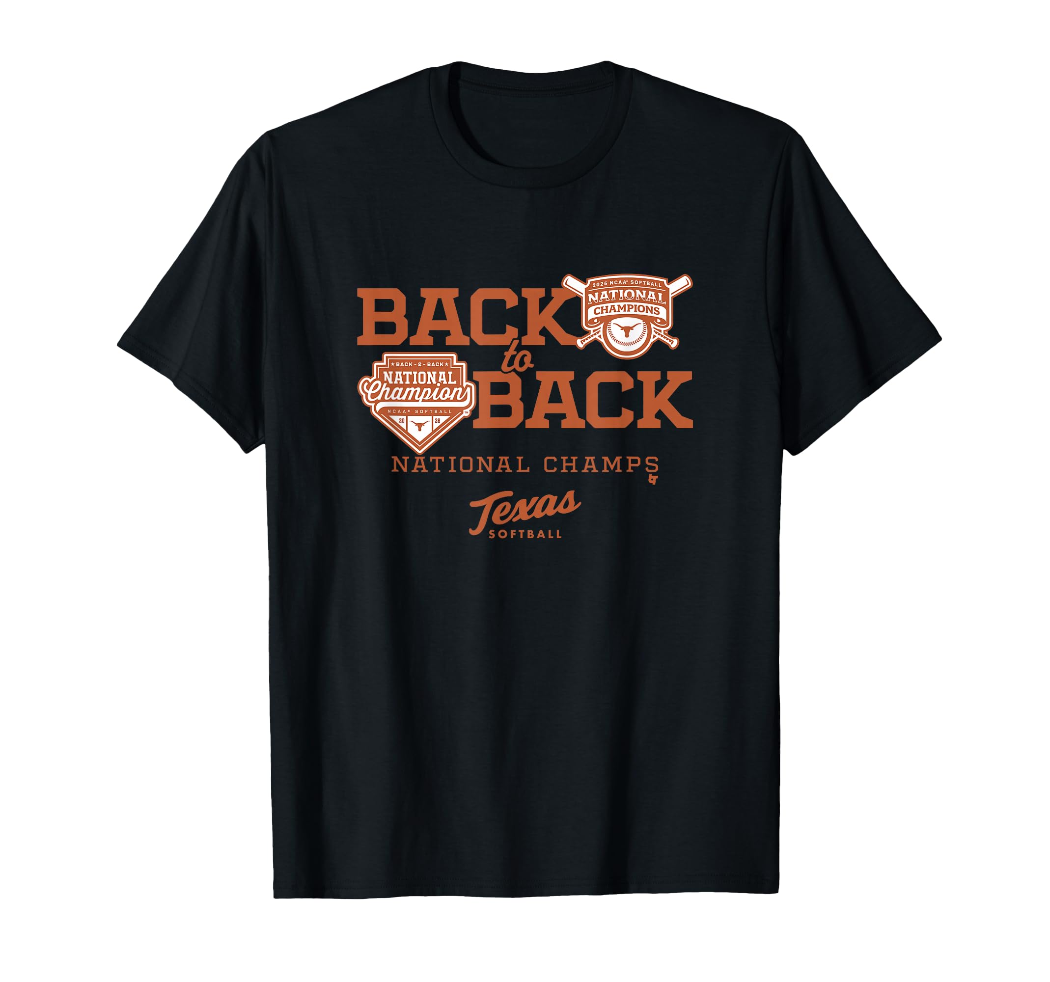 Back-to-Back National Champions - Texas Longhorns Softball T-Shirt