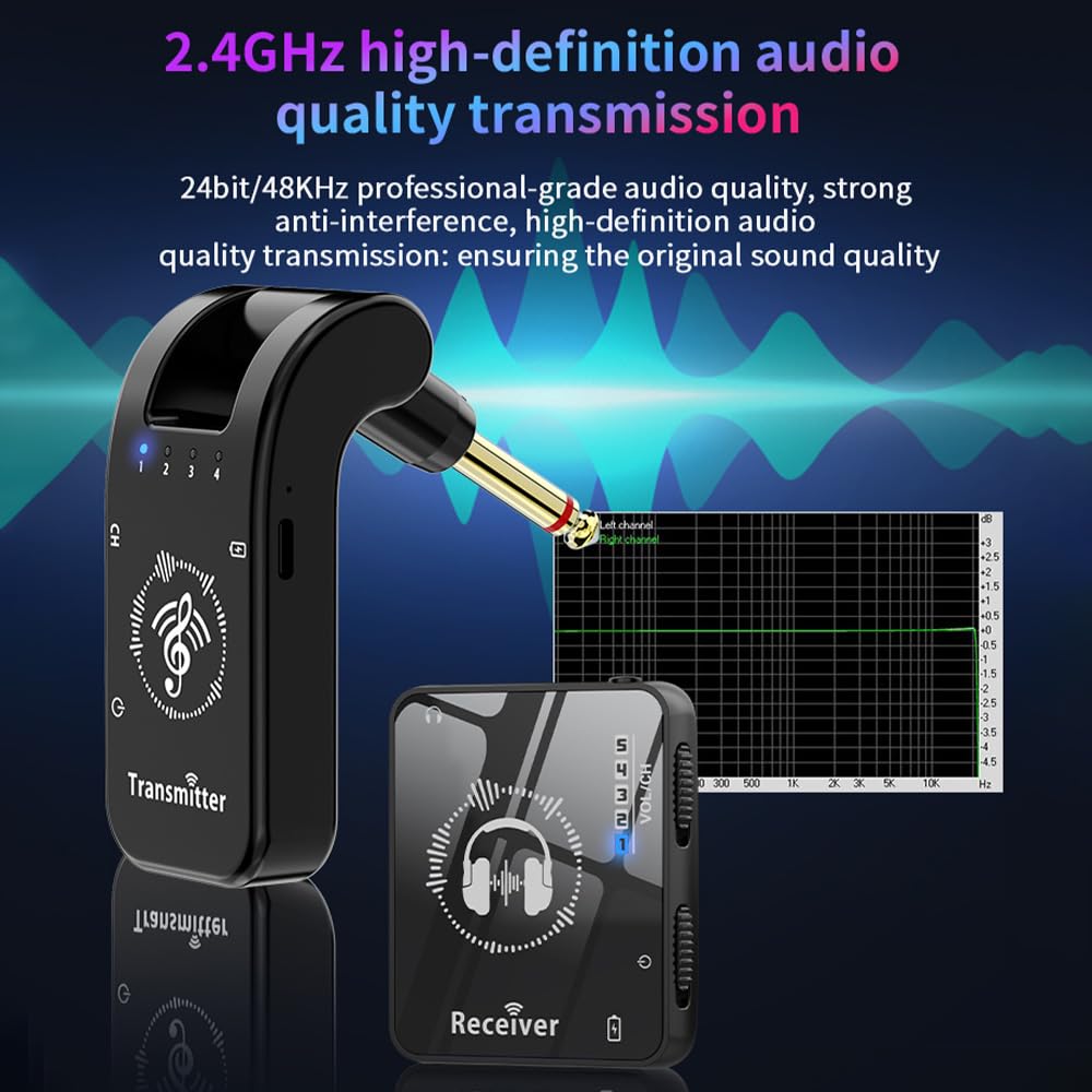 Hanzete 2.4G Wireless In-Ear Monitor System Trasmettitore Rotazione 282° Portatile Collare Clip Ricevitore Ricaricabile Accoppiamento Automatico Bassa Latenza 39,9m