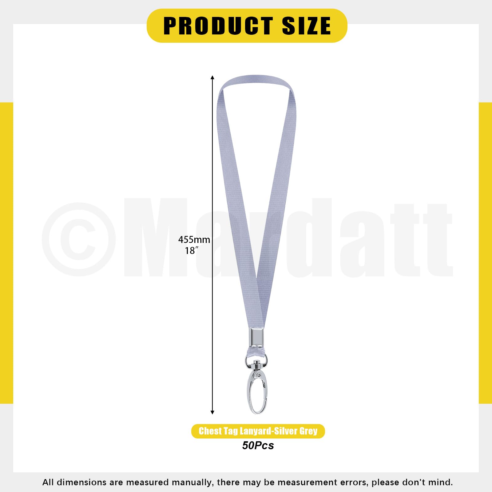 Mardatt 50Pcs Gray Lanyard Badge Lanyards with Swivel Hook Flat Lanyards Neck Lanyard Bulk ID Badges Safety Badge for Name Tag Business Card Lanyards - Image 2