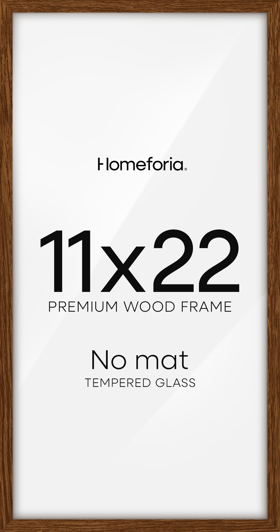 Homeforia 11x22 Brown Oak Newspaper Picture Frame, High-End Wood, Glass | High End Solid Oak Wood, Tempered Glass, 11x22 Edge-to-Edge Display 22x11, Wall Kit, Set Of 3