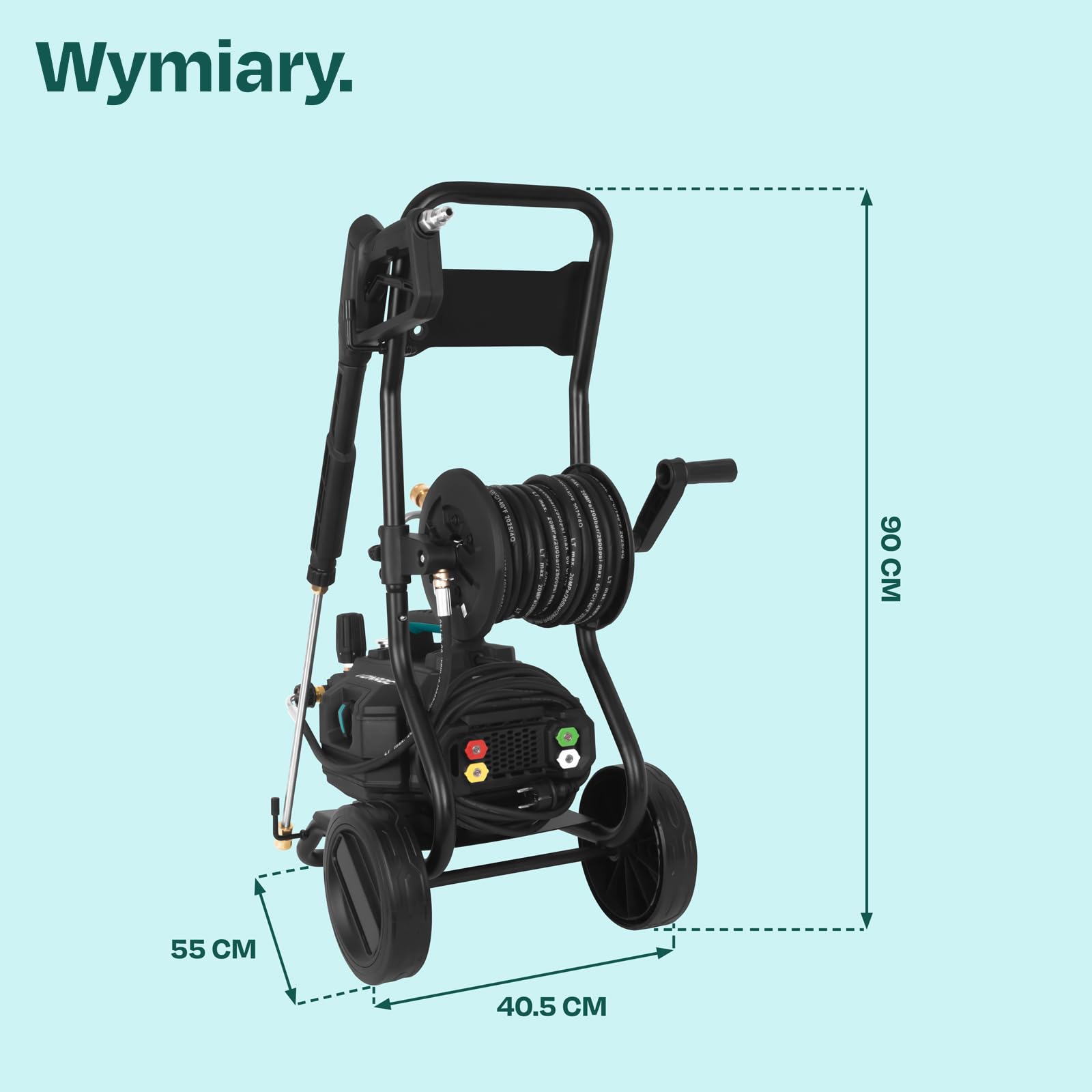 VONROC Myjka ciśnieniowa PRO V25-3 – 2500 W – 180 barów – silnik indukcyjny – wąż premium o długości 15 m – w zestawie: końcówka do czyszczenia tarasów, rozpylacz piany i 5 dysz