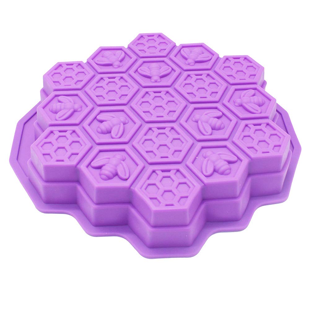 X-Haibei Bee Honeycomb Pull Apart Cake Baking Pan Silicone Soap Gelatin Bath Bomb Mold 1oz per cell