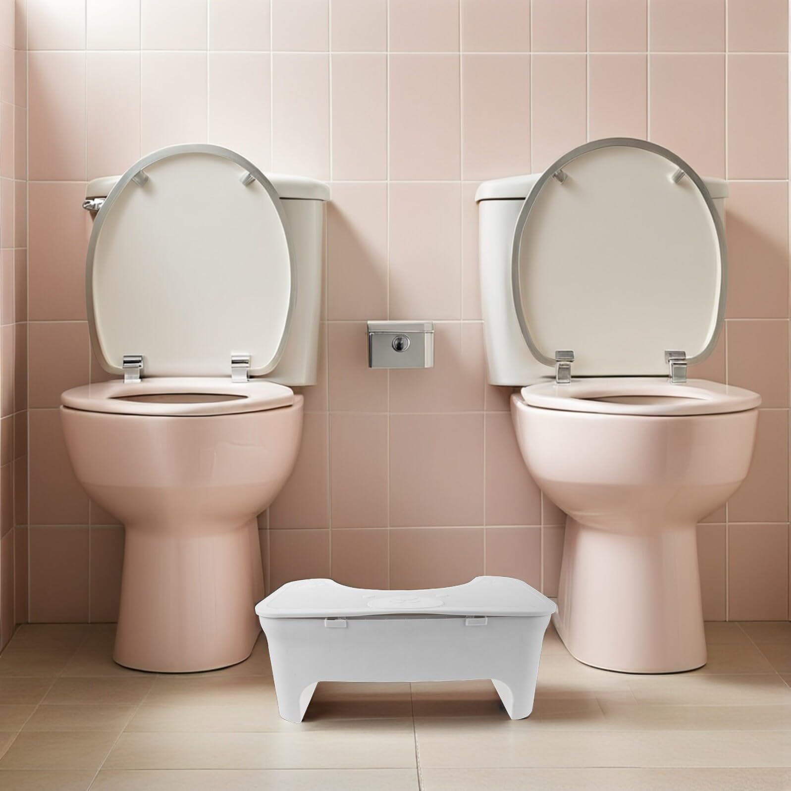 Sgabello da Bagno per Wc Antiscivolo Spesso in Plastica Bianco | Vano Contenitore, Struttura Compatta, Supporto Stabile per Casa e Hotel, Adatto a Ragazzo Ragazza e Anziani