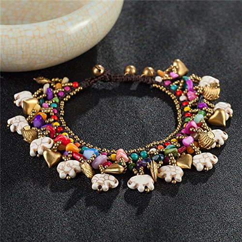 Image of kelistom Bohemian Ankle Bracelets for Women Handmade Natural Stone Beaded Chain Anklet