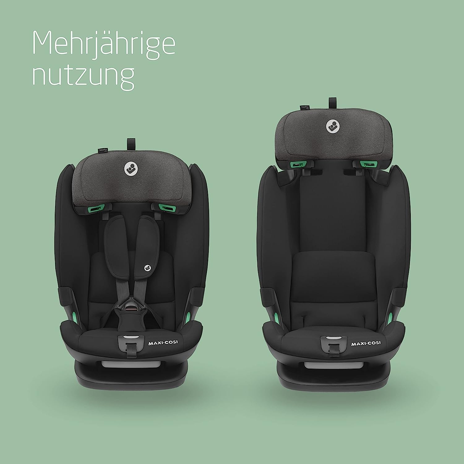 Maxi-Cosi Titan Plus i-Size mitwachsender Kinderautositz 15 Monat-12 Jahre 76-150 cm G-CELL-Seitenaufprallschutz Authentic Black