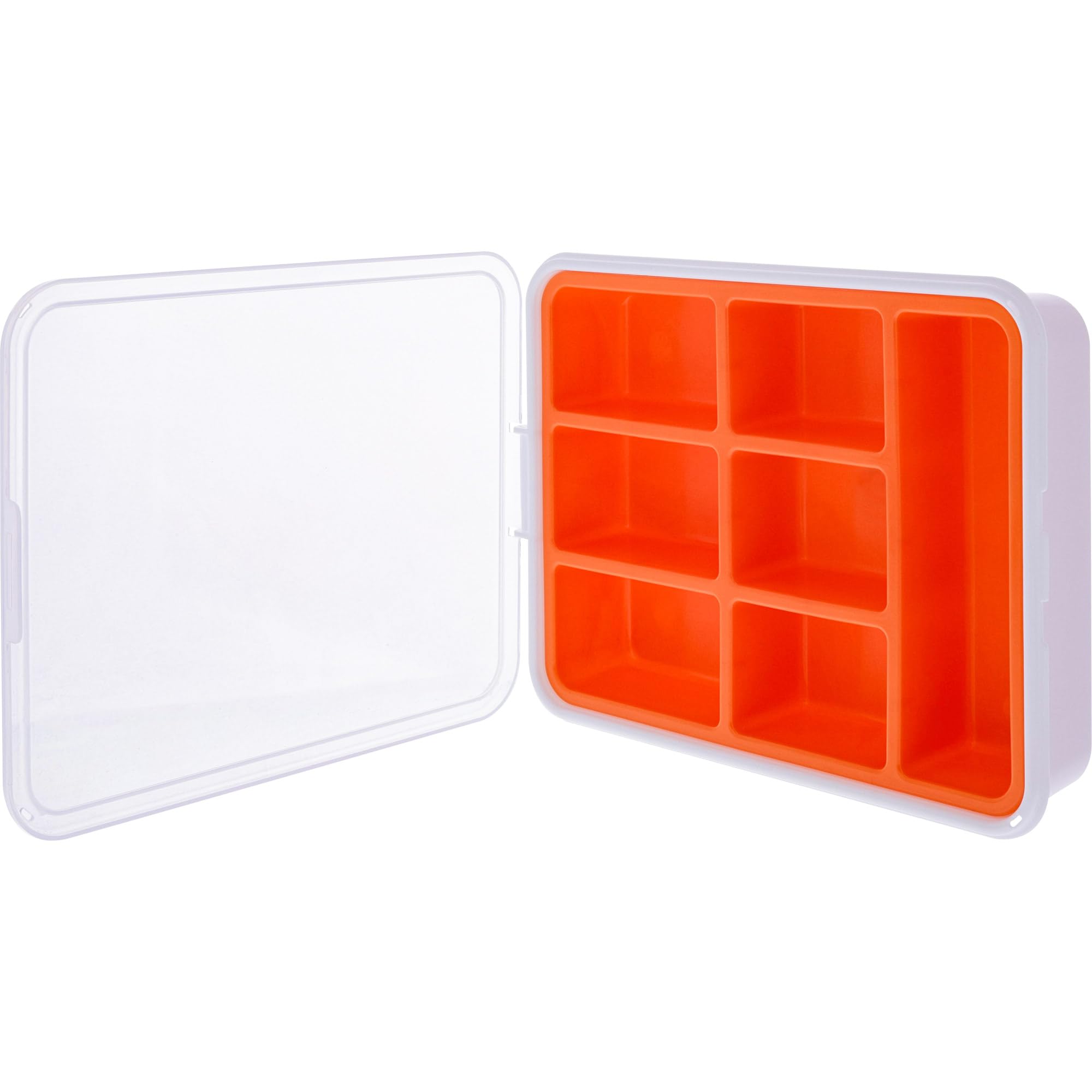 InLine® Scatola per piccoli oggetti, 7 scomparti, robusto organizer per viti e accessori, con coperchio a clip e scomparto interno rimovibile, compatto e arancione, 43009G