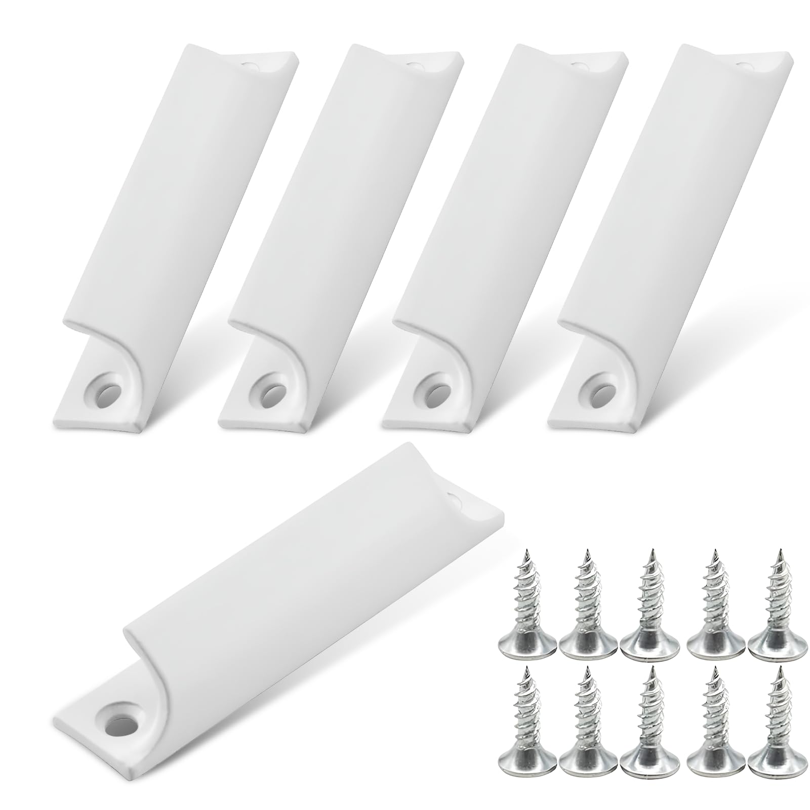 Sunyunze 5 Stück Balkontürgriff Außen Türgriff Balkontür Griff Terrassentür Aluminiumlegierungsgriff mit Schrauben Weiß für Fenster Balkontüren Schiebetüren Schränke Schubladen