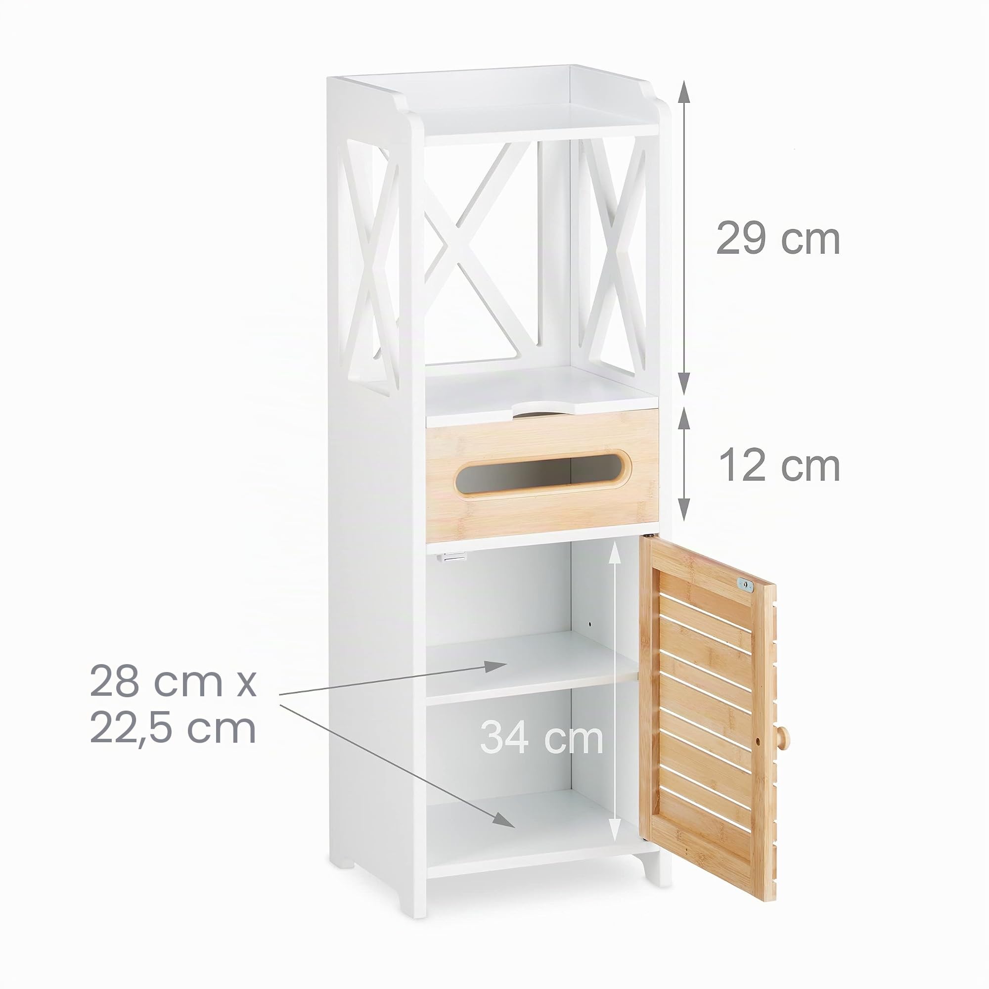 Relaxdays 10020974 Armadietto 5 Ripiani, Piccolo, Multiuso, Mobile da Bagno, Scaffale Cucina, Bianco