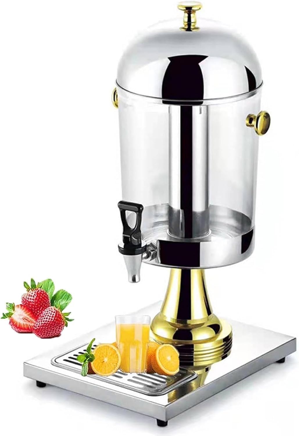 asdchZen Drink Dispensers For Parties, Stainless Steel Juice Dispenser, Heavy Duty Cold Commercial Beverage Dispenser, For Parties Weddings Buffet Catering,Gold-8L
