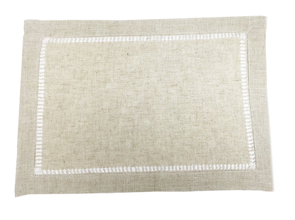 Fennco Styles Handmade Hemstitch Design Natural 14