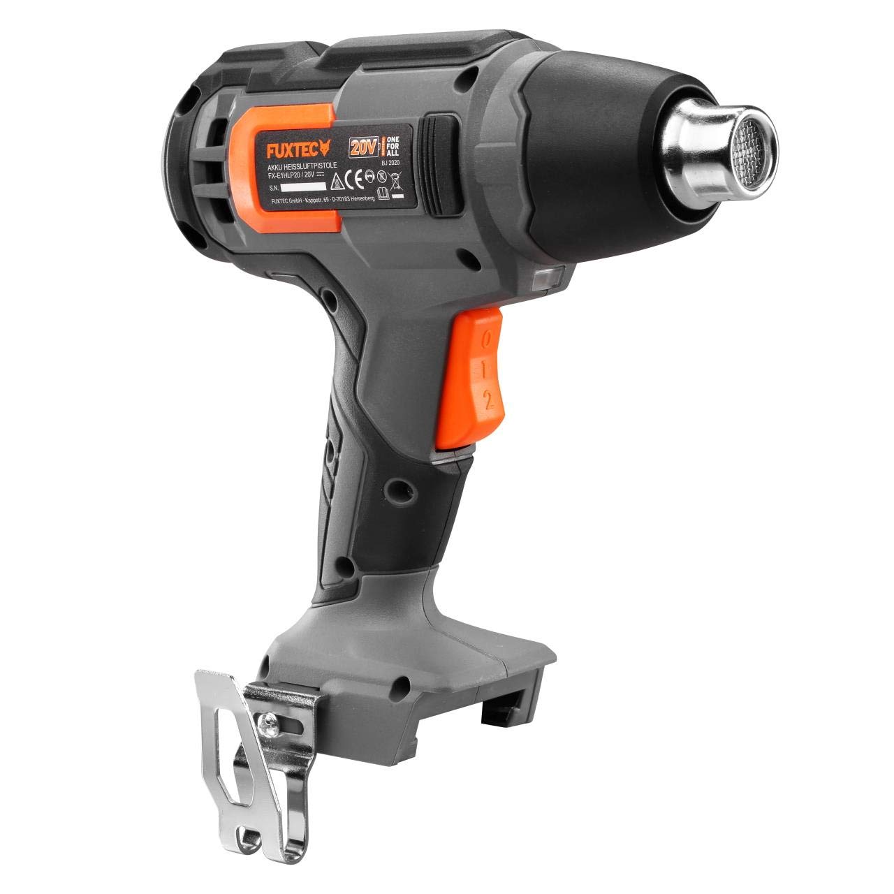 FUXTEC FX-E1HLP20 decapador térmico - con batería de 2Ah y cargador de 2,4A - Pistola de aire caliente hasta 550°C - decapado de pintura, soldadura, soldaduras