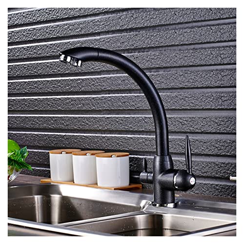 Robinet de cuisine blanc à 3 voies filtration intégrée et double sortie eau - Modèle Or doré