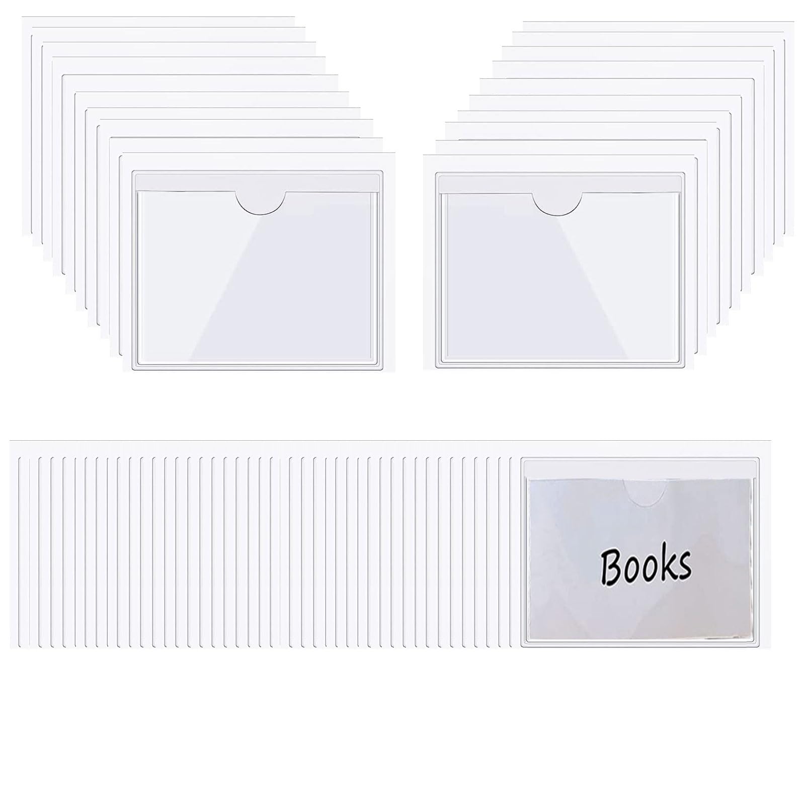 80 Pack Self-Adhesive Clear Business Card Pockets Holders, Top Load Plastic Protector and Sleeves Labels, Bulk Set Cards Holders for Storage, Organization, Labeling(Size:16.5 * 12.7CM)