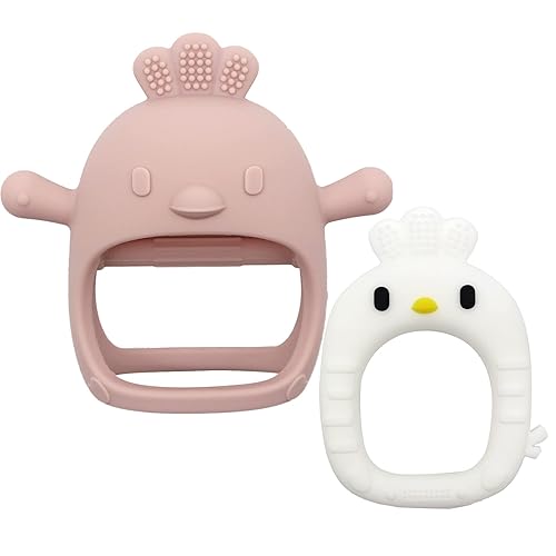 2 juguetes de dentición con forma de pollito para bebés, mordedores de muñeca que nunca se caen, juguetes masticables para bebés para necesidades de