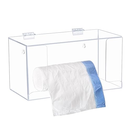 uxcell Dispensador de bolsas de basura con tapa, dispensador de bolsas de basura acrílicas, soporte de rollo montado en la pared para armario de disponible en Yaxa El Salvador