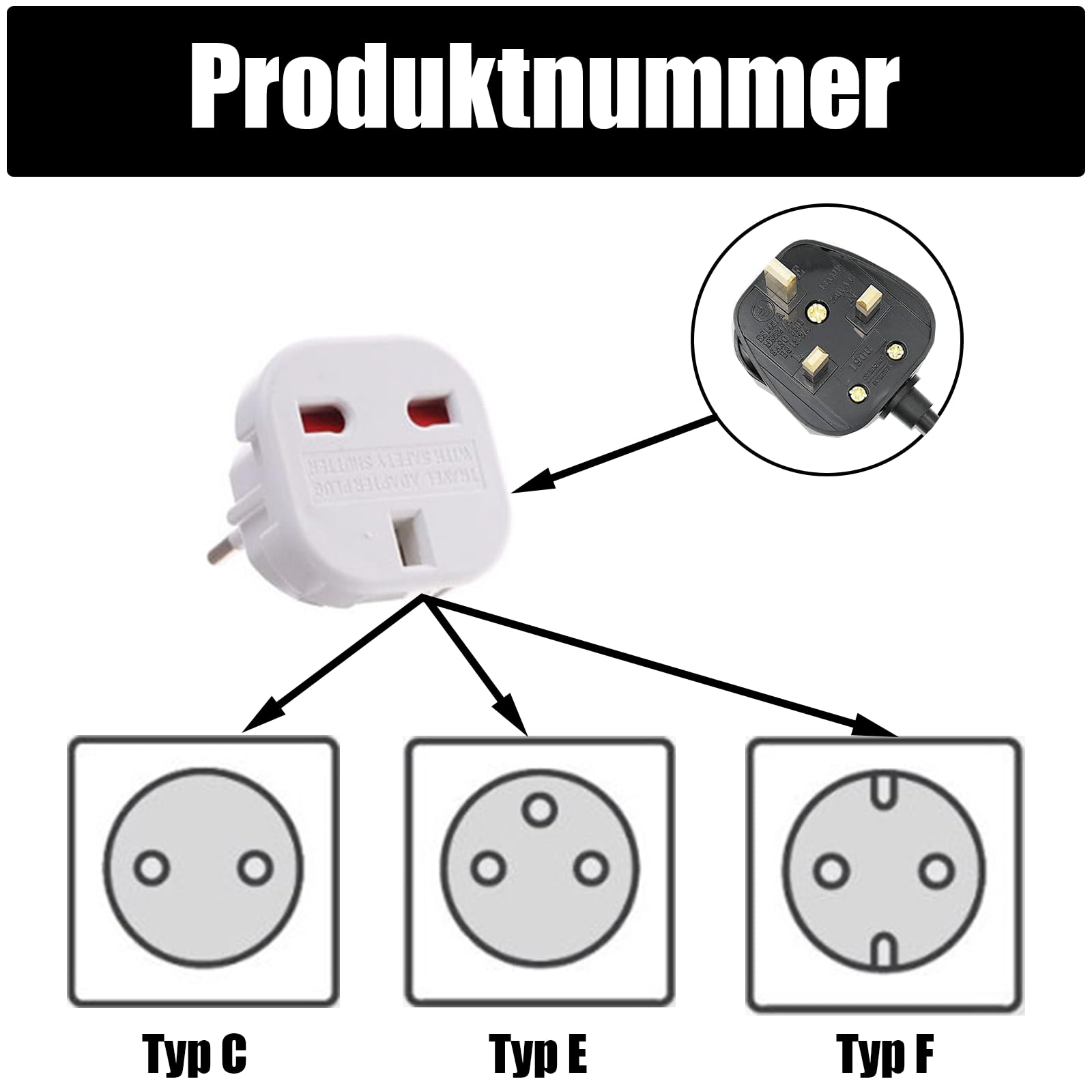 UK Auf EU Adapter 6 Stück - Steckdosenadapter Für Reisen In Europa