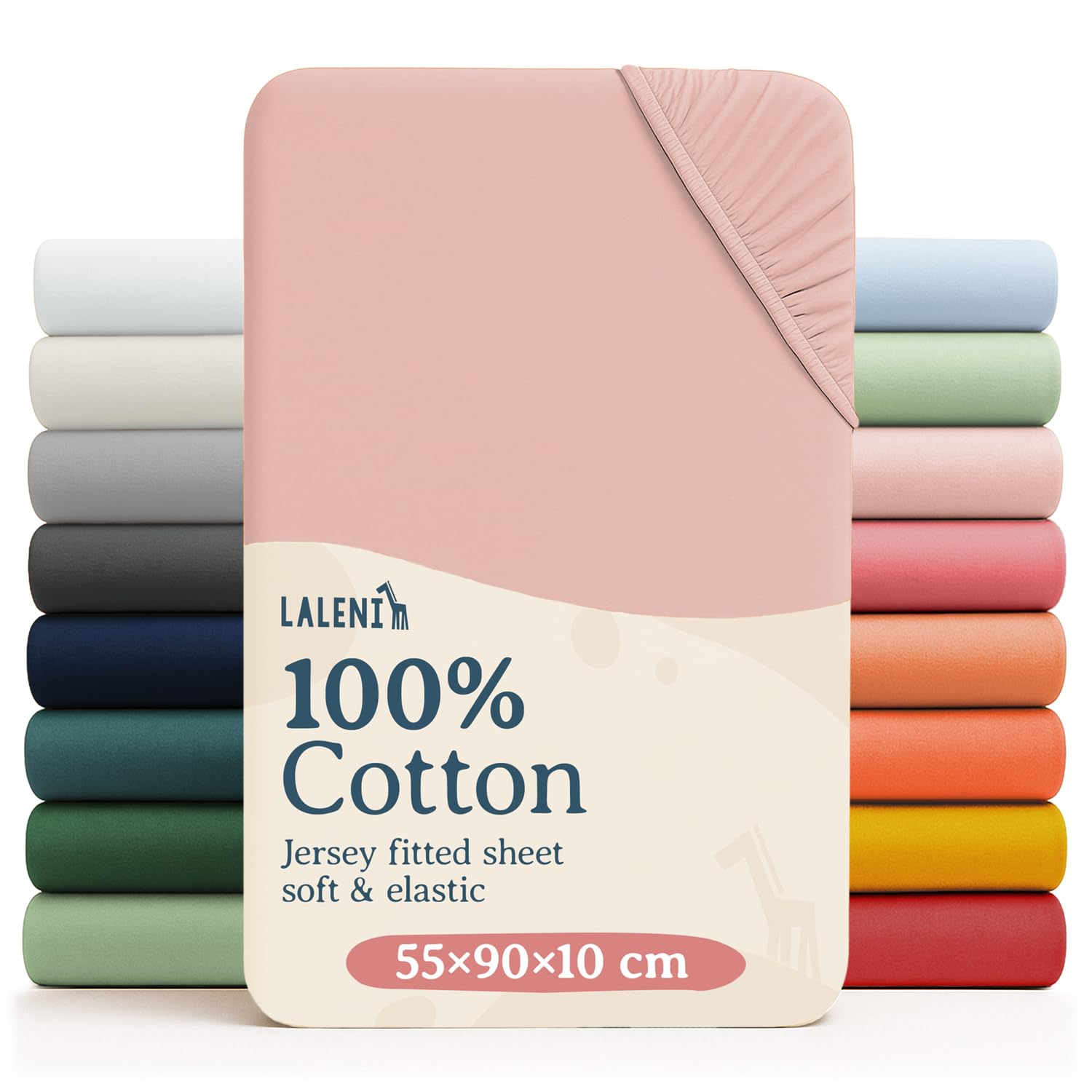 Laleni Jersey Fitted Sheets 55 x 90 cm Co-Sleeping Crib Set of 2, Oeko-Tex Certified 100% Cotton Cradle Covers, Stroller Fitted Sheets, Baby Bedding Pink
