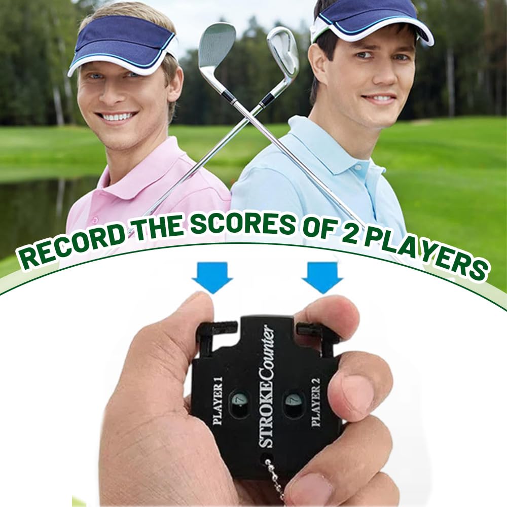 Contatore Porta Da Golf 2 Pezzi Digitale Con Catena, Materiale Abs Resistente, Leggero Portatile per 2 Giocatori