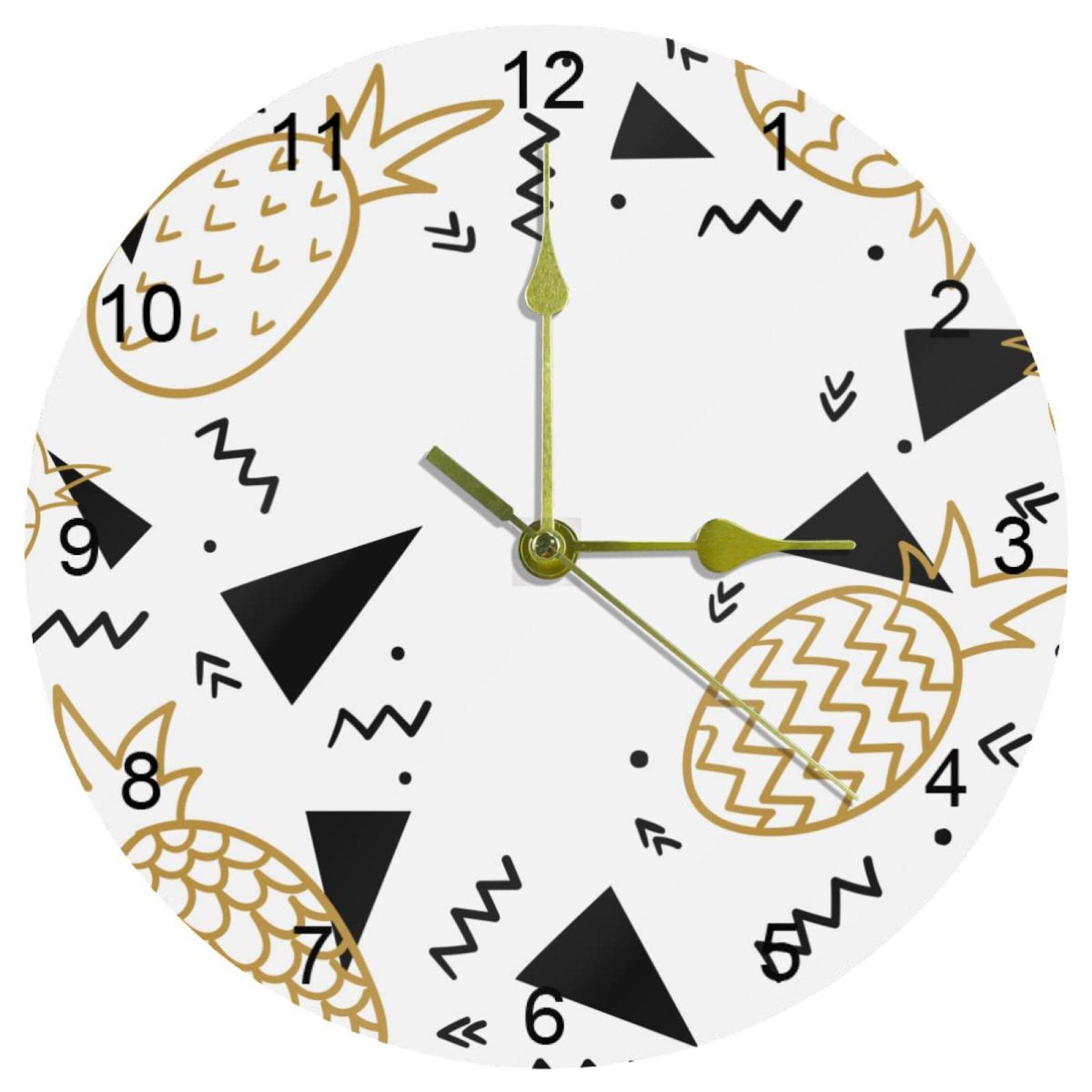 Horloge murale silencieuse sans tic-tac ananas pour un bureau calme