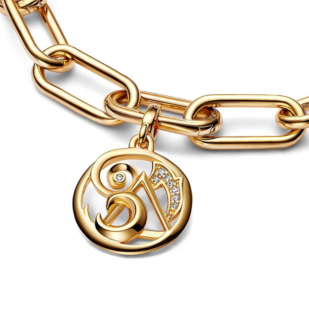 PANDORA ME Die Elemente Medaillon aus 14 Karat vergoldetem Metall mit Cubic Zirkonia, Ausschließlich Kompatibel ME, Höhe: 16mm, 762318C01