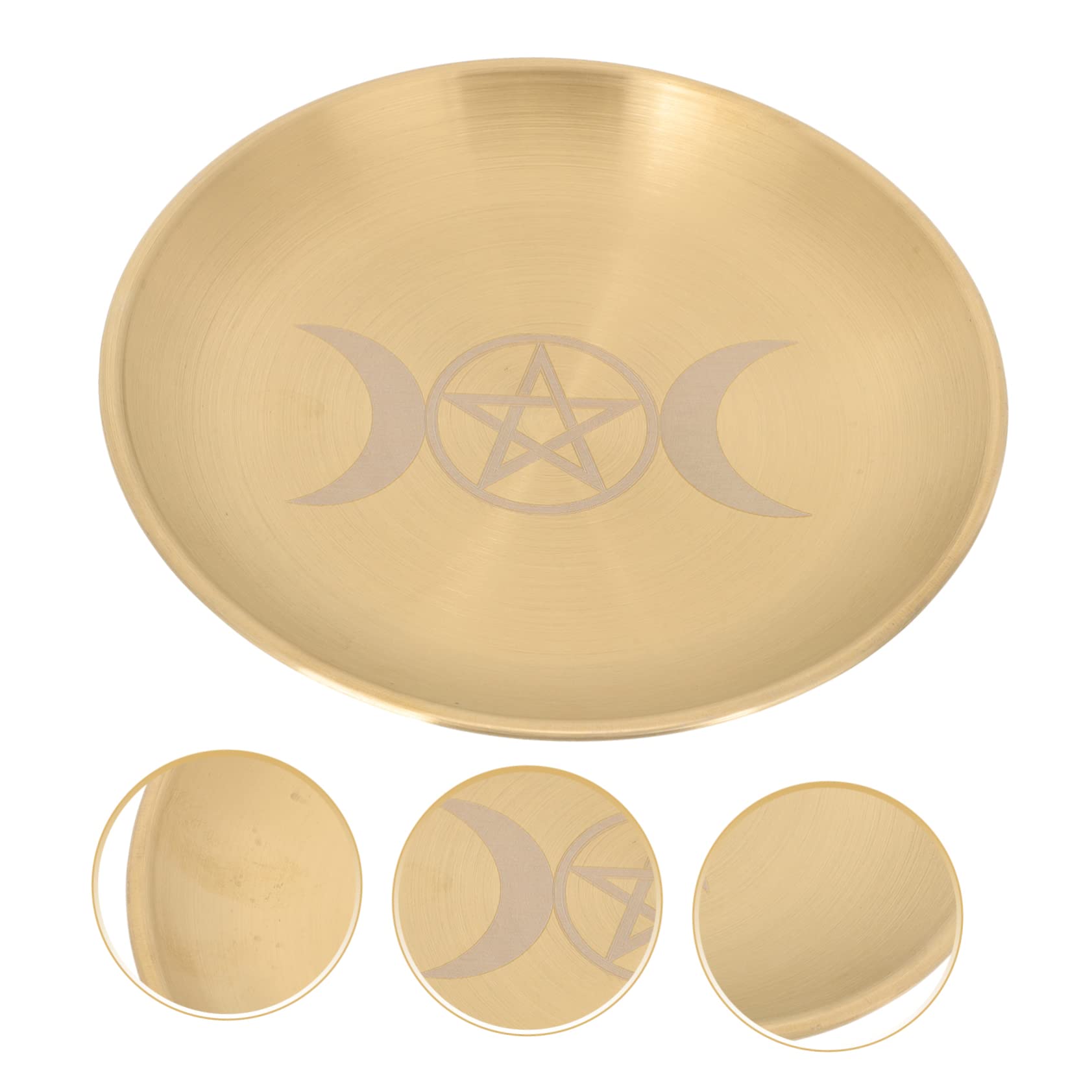 Soporte De Velas Decorativo para Ceremonias De Tarot Bandeja Redonda para Altar Diseño Único y Superficie Pulida Accesorio Religioso para Ofertas y Decoración del Hogar