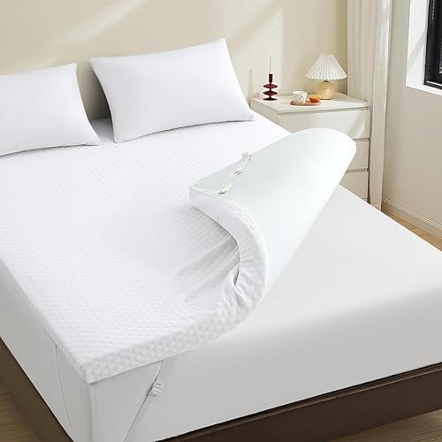 Cubrecolchón de espuma viscoelástica de gel de 3 pulgadas tamaño Queen almohadilla de colchón refrescante para dolor de espalda con funda de bambú