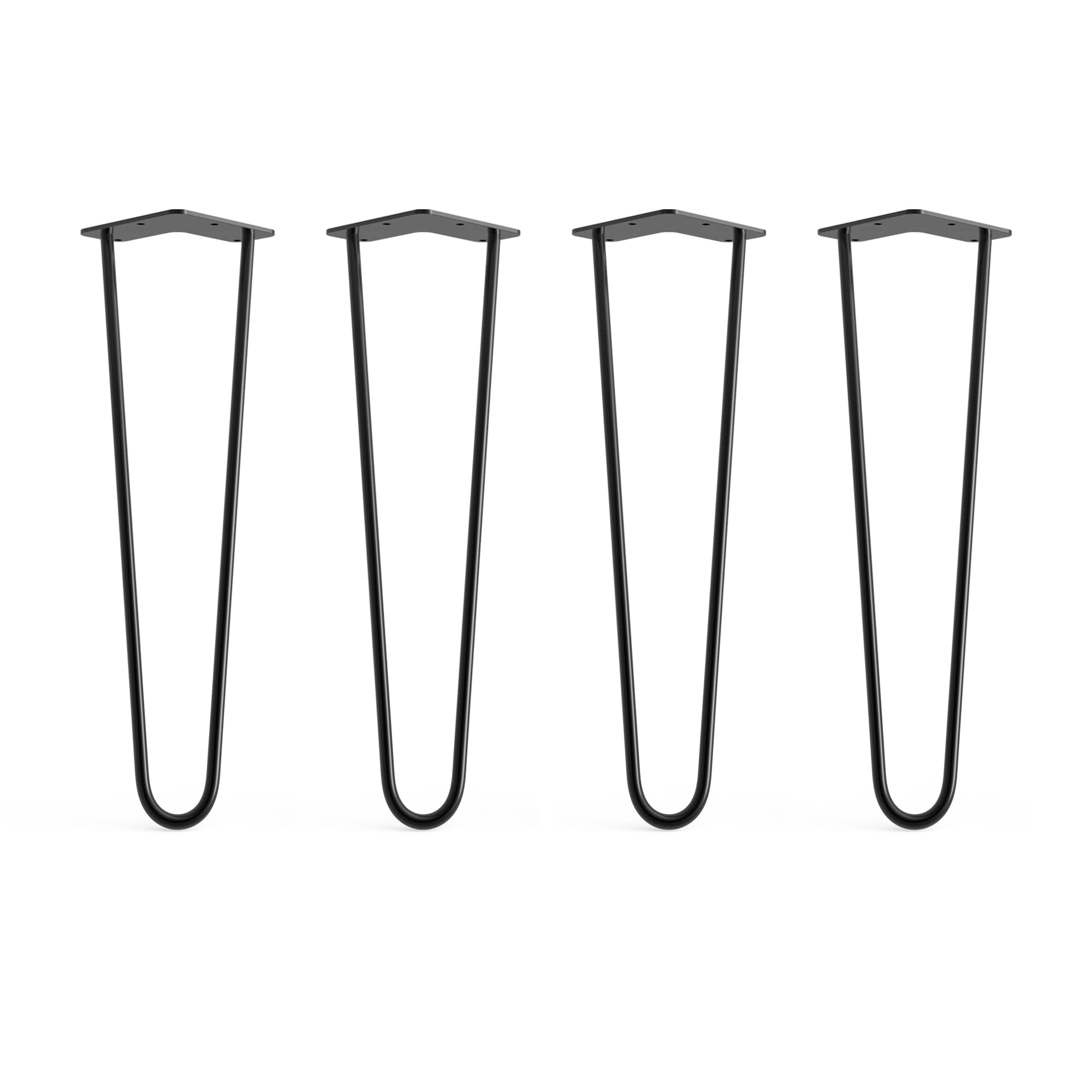 4 x Hairpin Legs from DT IRONCRAFT - 45cm 2 Rod / 10mm, Black - High Coffee Table, Side Table Legs with Floor Protector Feet & Screws