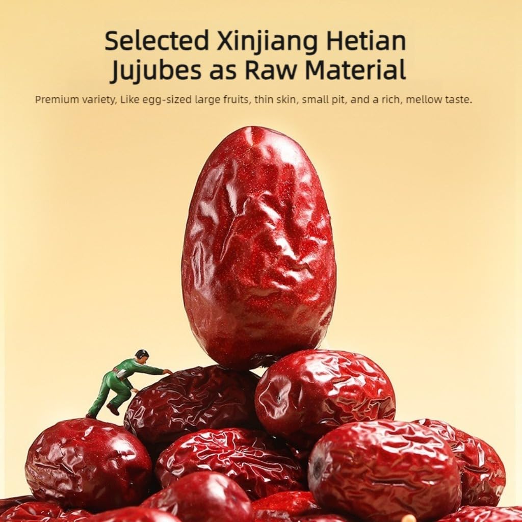 Dátiles Rojos Premium De Xinjiang 250g / 8,82oz | Secado A Baja Temperatura | Jujube Secado Naturalmente En El Árbol Para Bocadillos Y Té