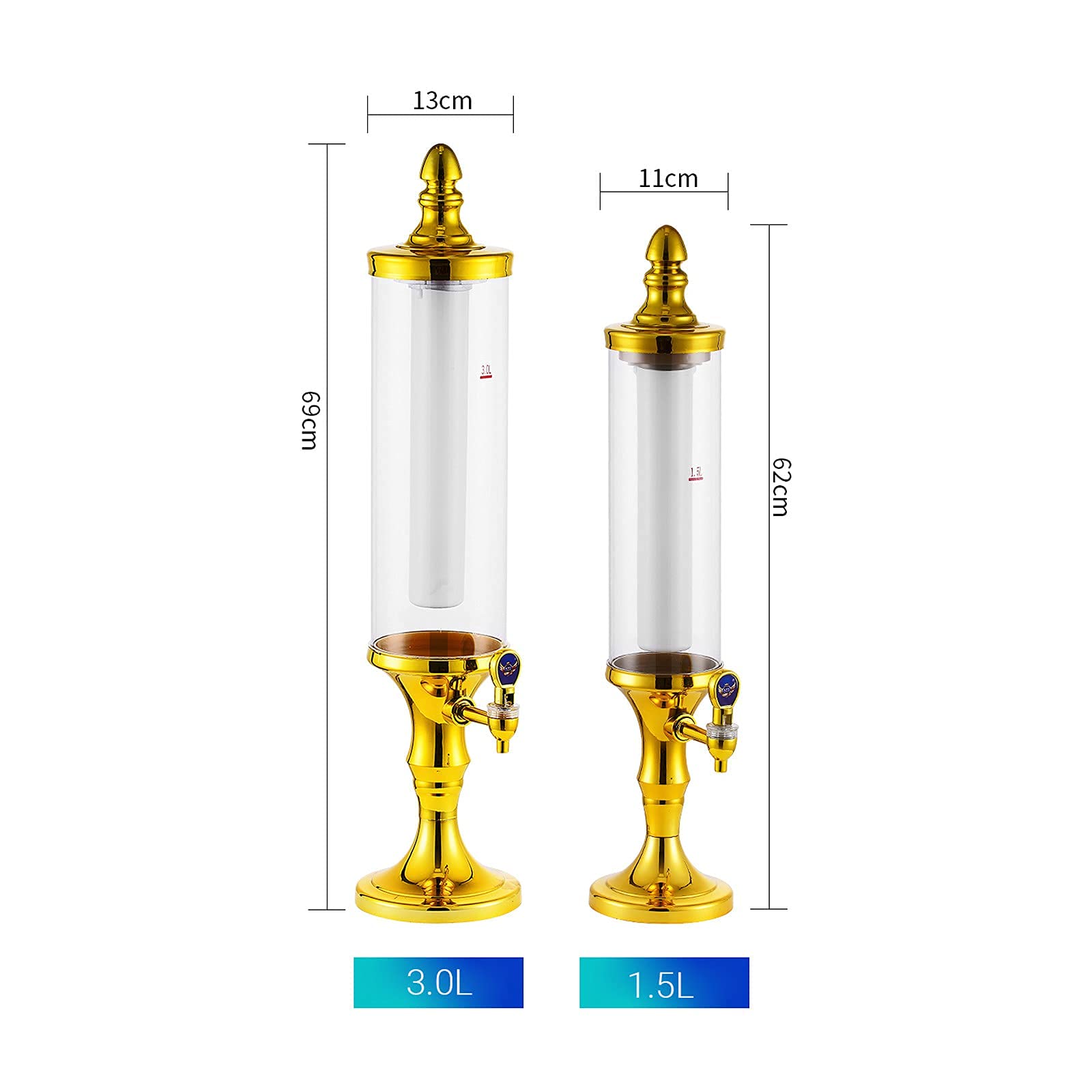 Led Icicle - Torre di birra, erogatori per barilotti da birra a forma di torre, pompa per birra alla spina, per cena, bar, feste, bocce, birra, 0 l