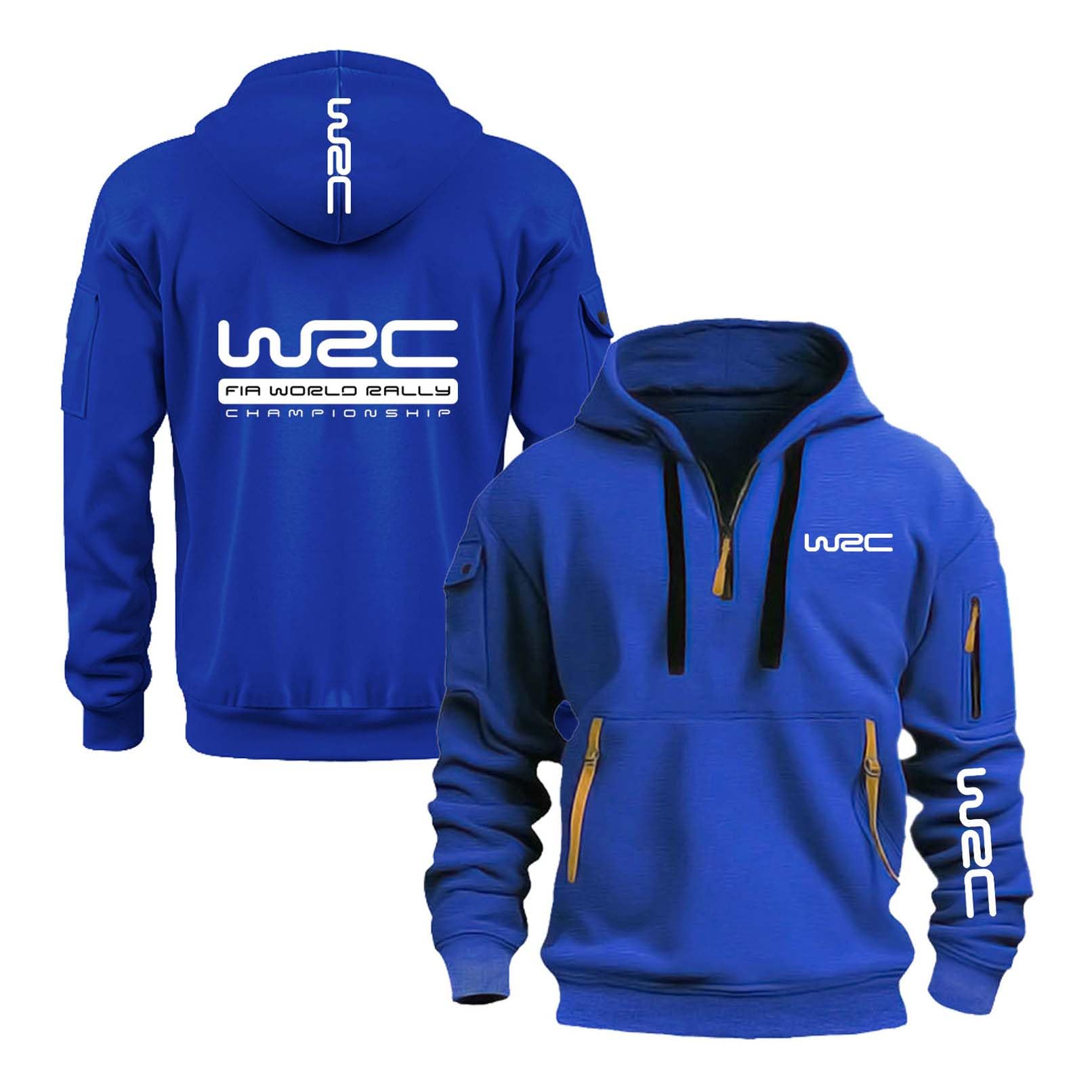 NXTBHDCW Men Hoodie Half Zip Outwear for W.R.C Fitness Coat with Pockets Sportswear Baggy Sweatshirts Printing Jacket Long Sleeve Hoody-LanS||xx_l