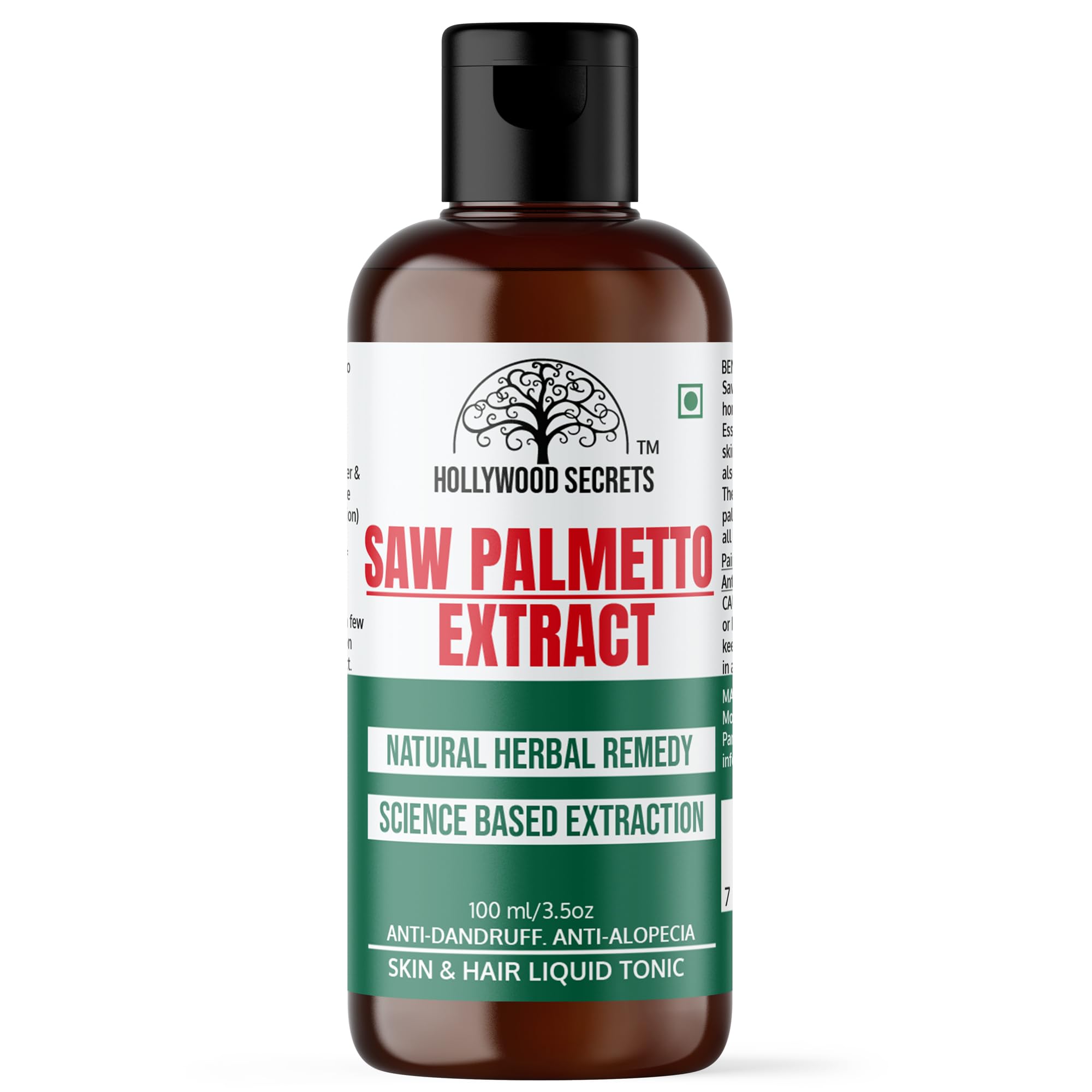 Pure 85% Saw Palmetto Liquid Botanical Extract| Anti-dandruff | Thick Hair | Hair Growth |100ml