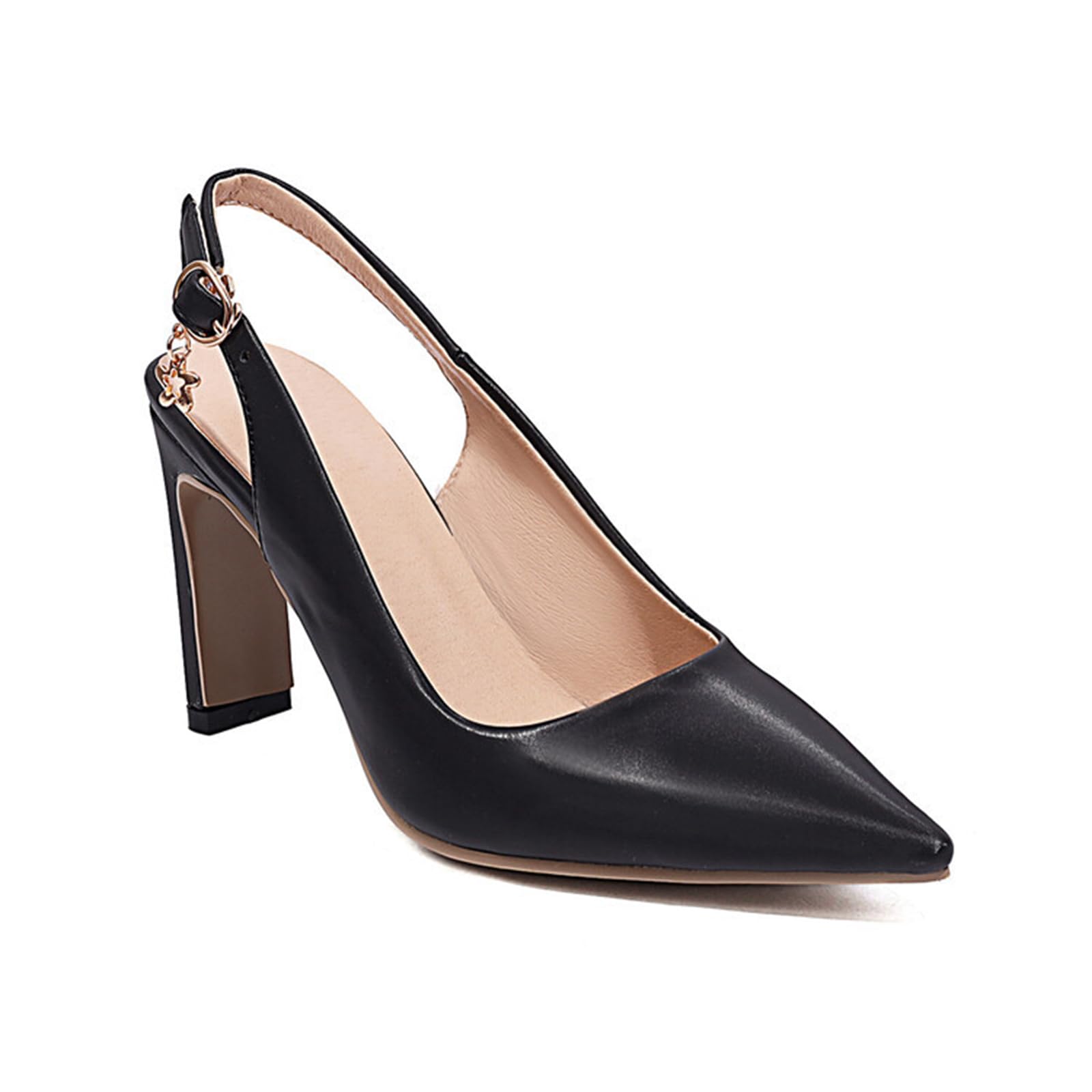 Décolleté da Donna con Punta a Punta, Tacco a Blocco di 8,5 CM, Slingback, Tacco Spesso, Scarpe da Lavoro e da Festa da Indossare Facilmente