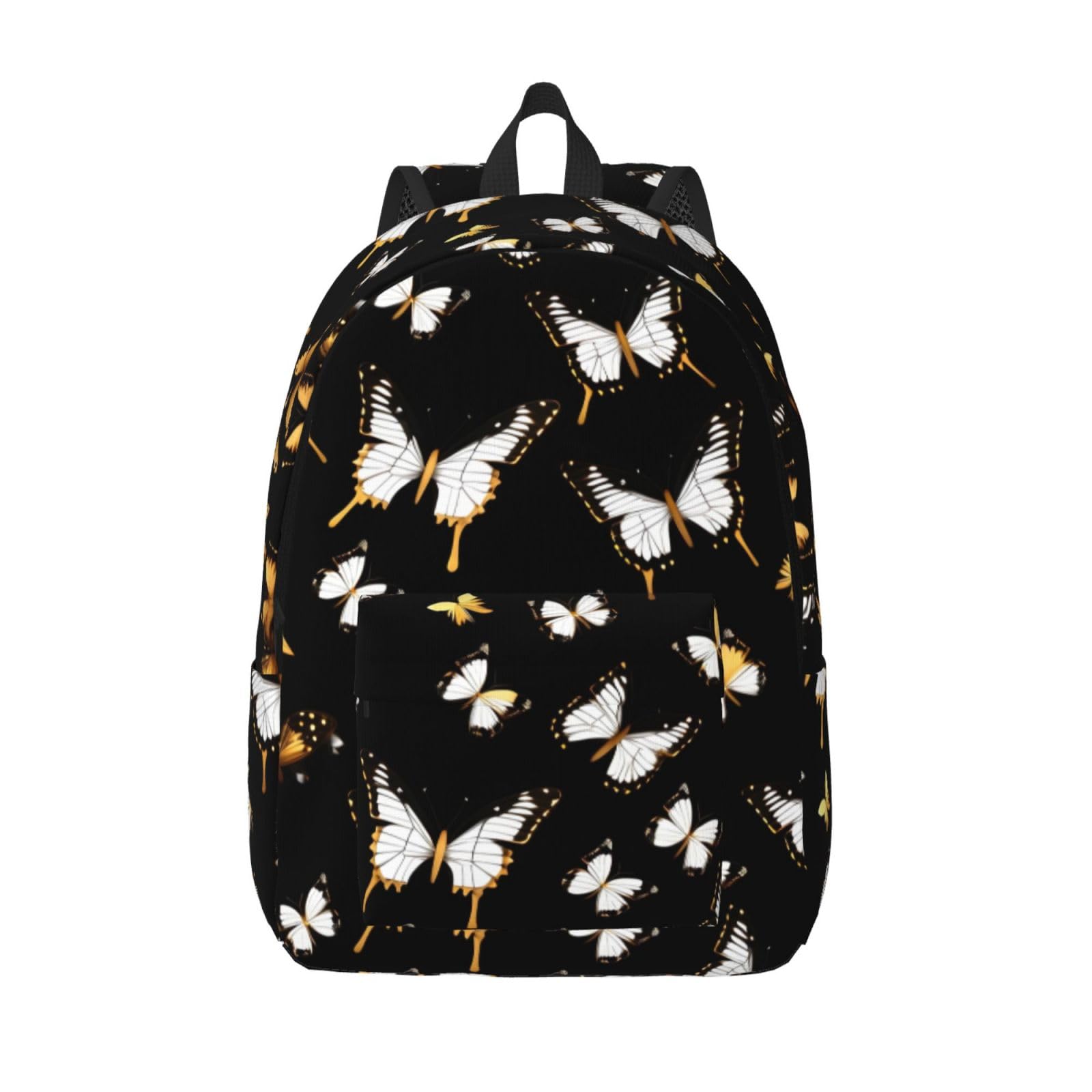 Bolsa de computadora EdWal con estampado sofisticado de mariposas blancas y doradas 8