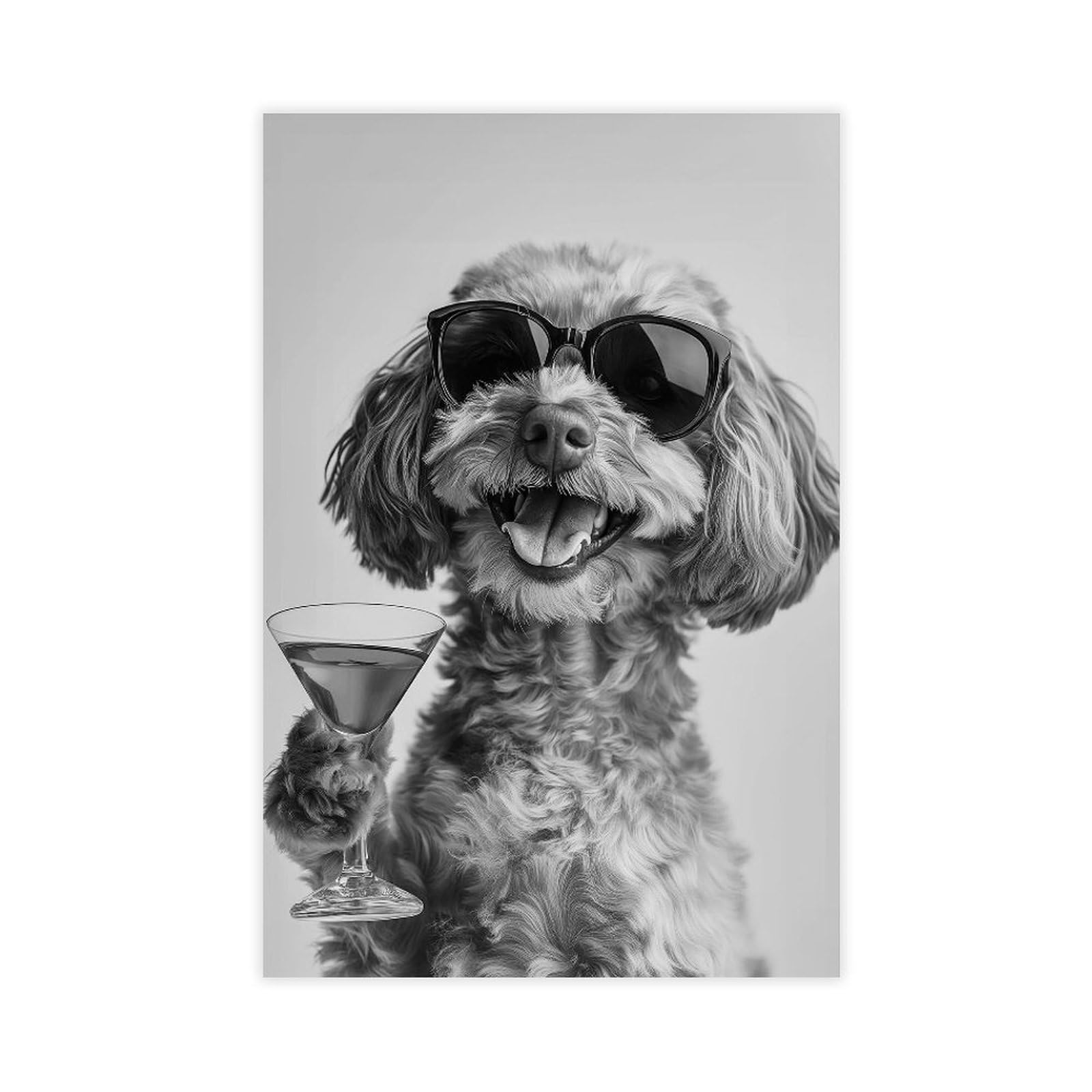 NCUDANK Cavapoo, Hold The Cocktail. Canvas Poster Wall Art Decor Print Picture Paintings for Living Room Bedroom Decoration 16x24inch(40x60cm)