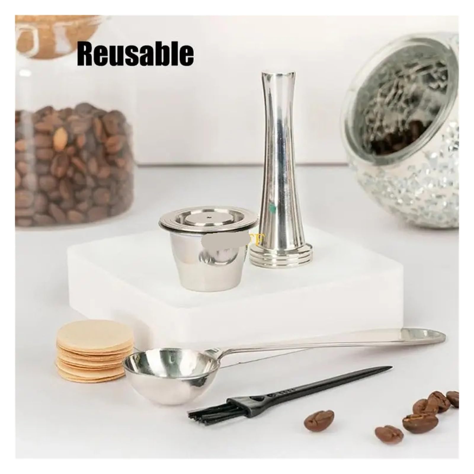 Compatible Con Máquinas De Café Con Filtro De Cápsulas De Café De Acero Inoxidable 96GF, Accesorios, Diseño Reutilizable, Adecuado For Actuaciones De Elaboración De Cerveza(Set Two)