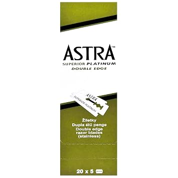The Shave Factory Astra Platinum Double Edge Safety Razor Blades (100 Count),Smooth&Sharp DE Razor Blades for Men,Stainless Steel Safety Razor Refills for Wet Shaving&Barber Use