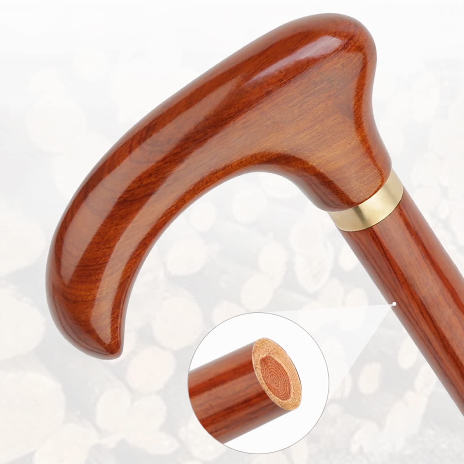 Madera Maciza Bastón, Bastones para Ancianos, Aspecto Clásico Mango Ergonómico para Usuarios Diestros O Zurdos