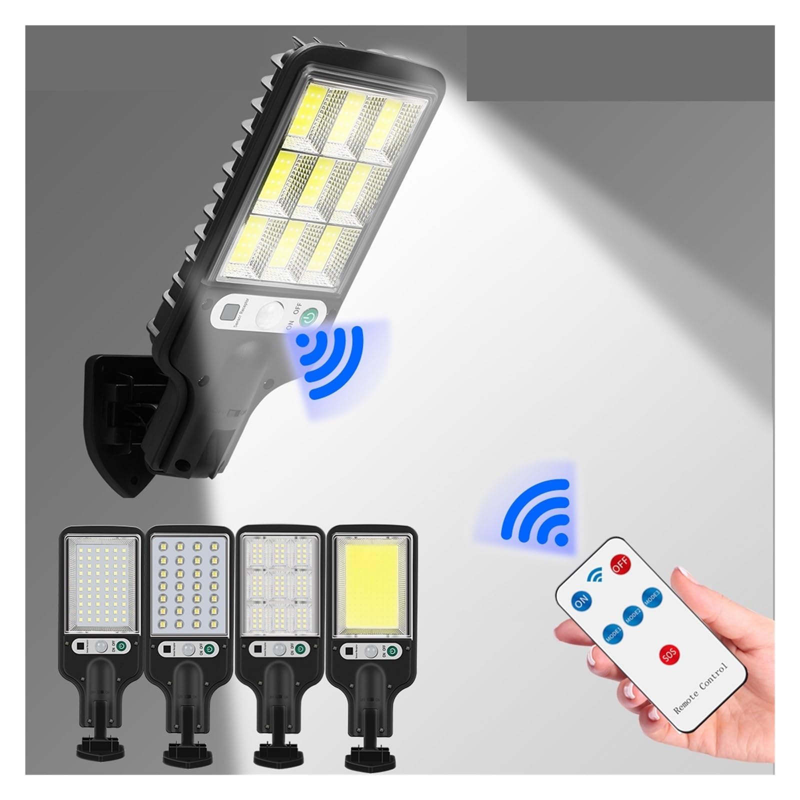 Zewnętrzna lampa solarna, LED Solar Street Lights Outdoor 3 Mode Wodoodporny czujnik ruchu Oświetlenie bezpieczeństwa do ogrodu Patio Path Yard Solar Kinkiet(TYN6165-72-4)