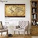Decor MI Vintage World Map Canvas Wall Art Retro Map of the World Canvas Prints Painting Framed and Stretched Map for Living Room Bedroom Ready to Hang 24