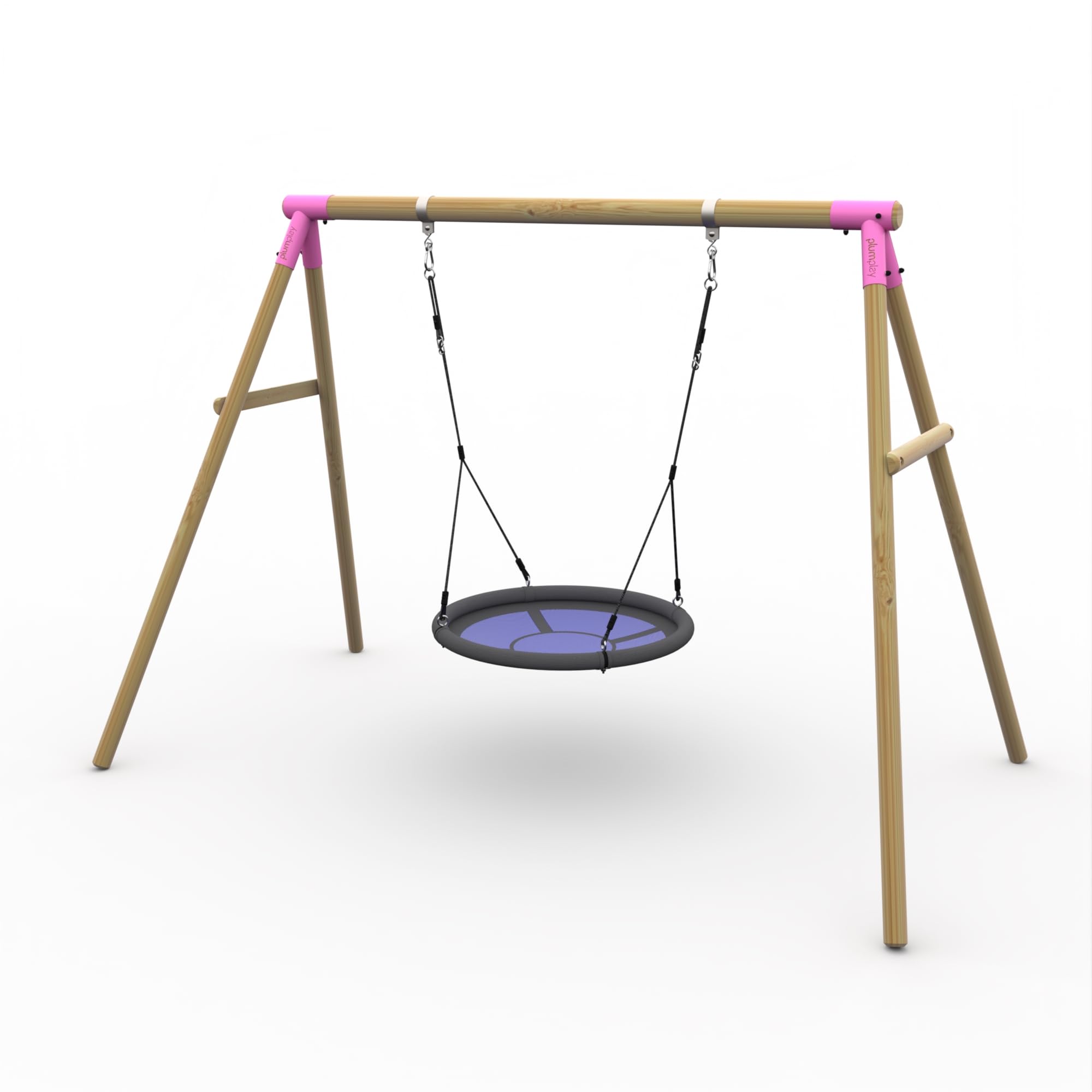 Plum Play Kids Outdoor Wooden Round Pole Swings with Ground Anchors Included - Suitable for up to 50kg per accessory - Up to 5 year Warranty (Nest Pink Spider Monkey)