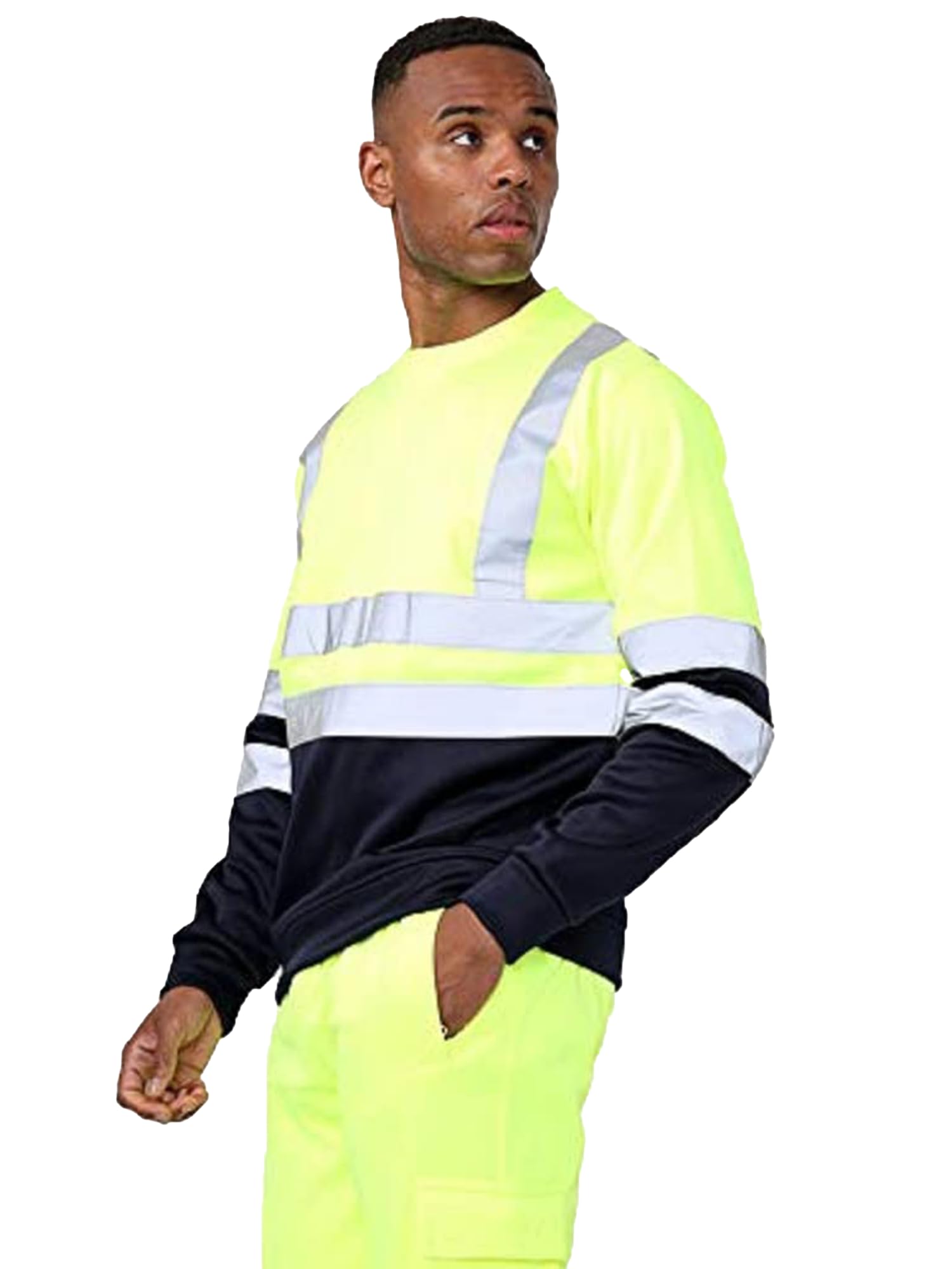 kraftd Mens Hi Vis Hoodie High Viz Hooded Sweatshirt Workwear Hoody With Reflective Tape — view 22