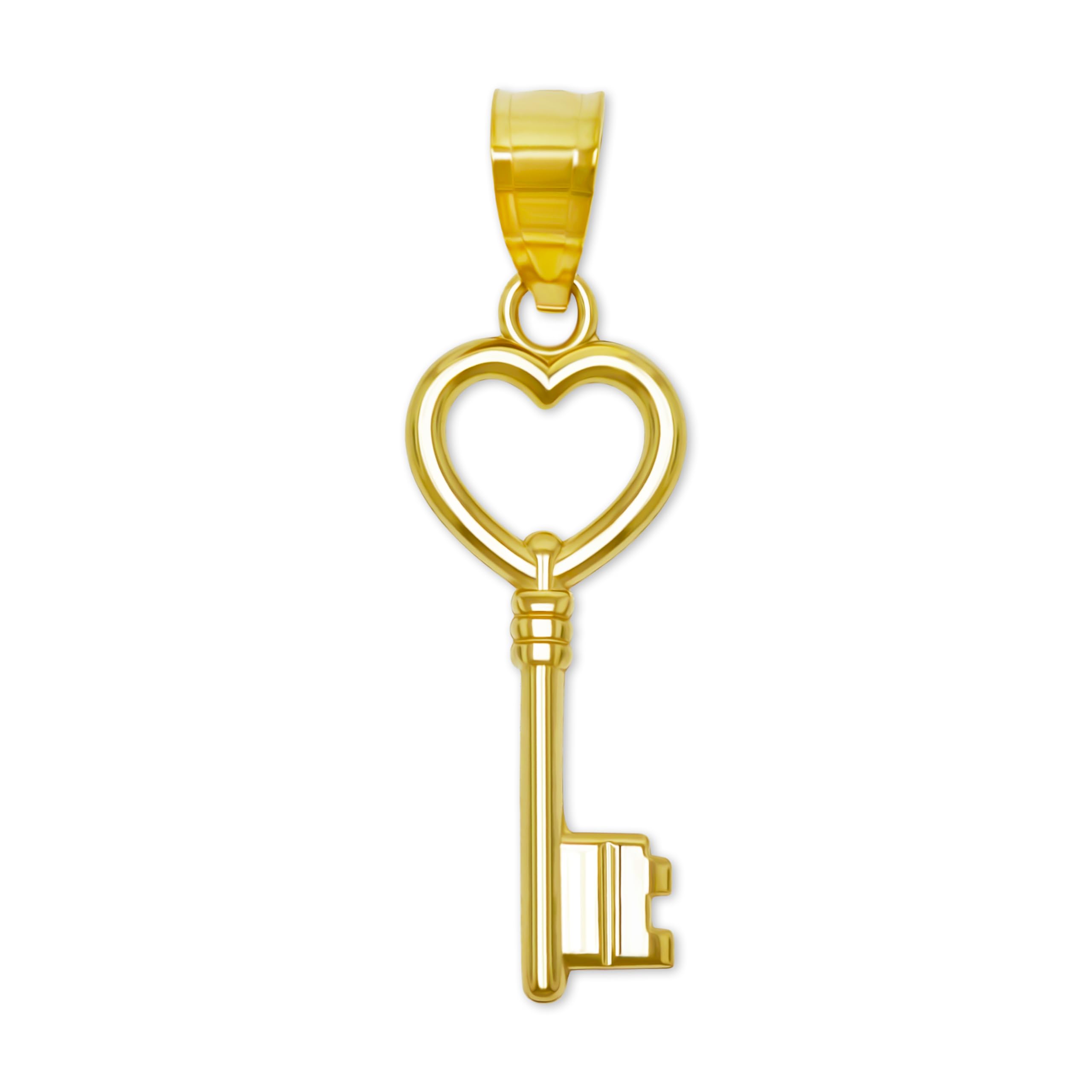 Gold Key Charm Pendant - 10 Karat Gold - Key Design Jewelry