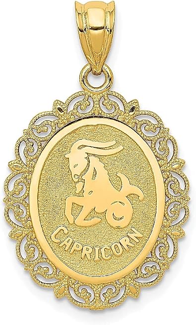 14k Yellow Gold Solid Capricorn Zodiac 