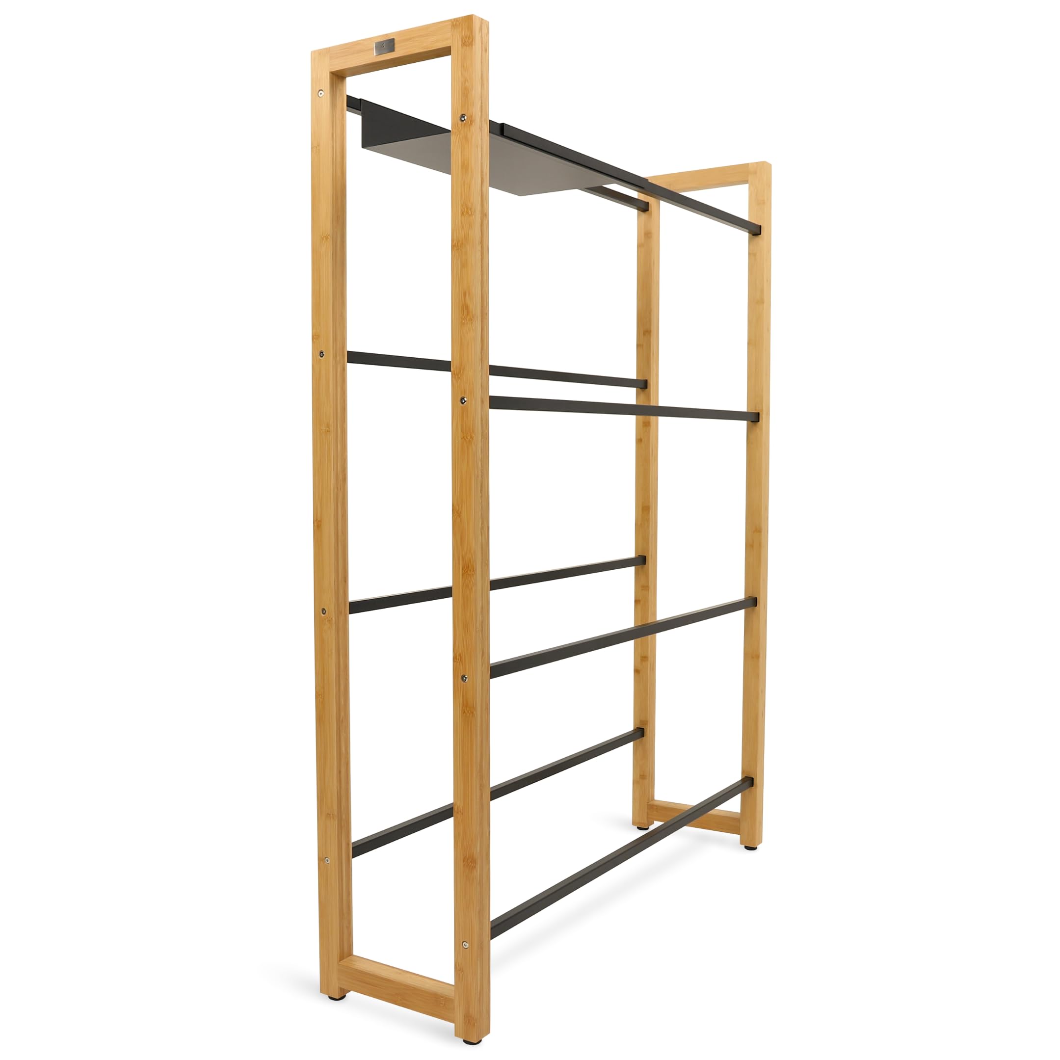 holz4home® Getränkekistenregal aus Bambus I 8 Kisten I inkl. Metallablage I Schwarze Metallstreben I Kellerregal Getränkeregal für Küche & Keller