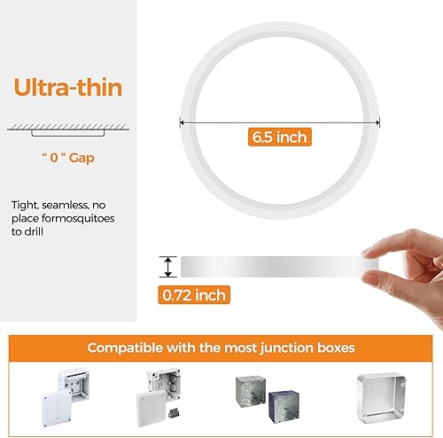Miniatura 3 de Paquete de 4 lámparas de techo LED de montaje empotrado, color blanco, 10.2 pulgadas, 24 vatios, regulable y 3000K-4500K-6000K, lámpara de techo de