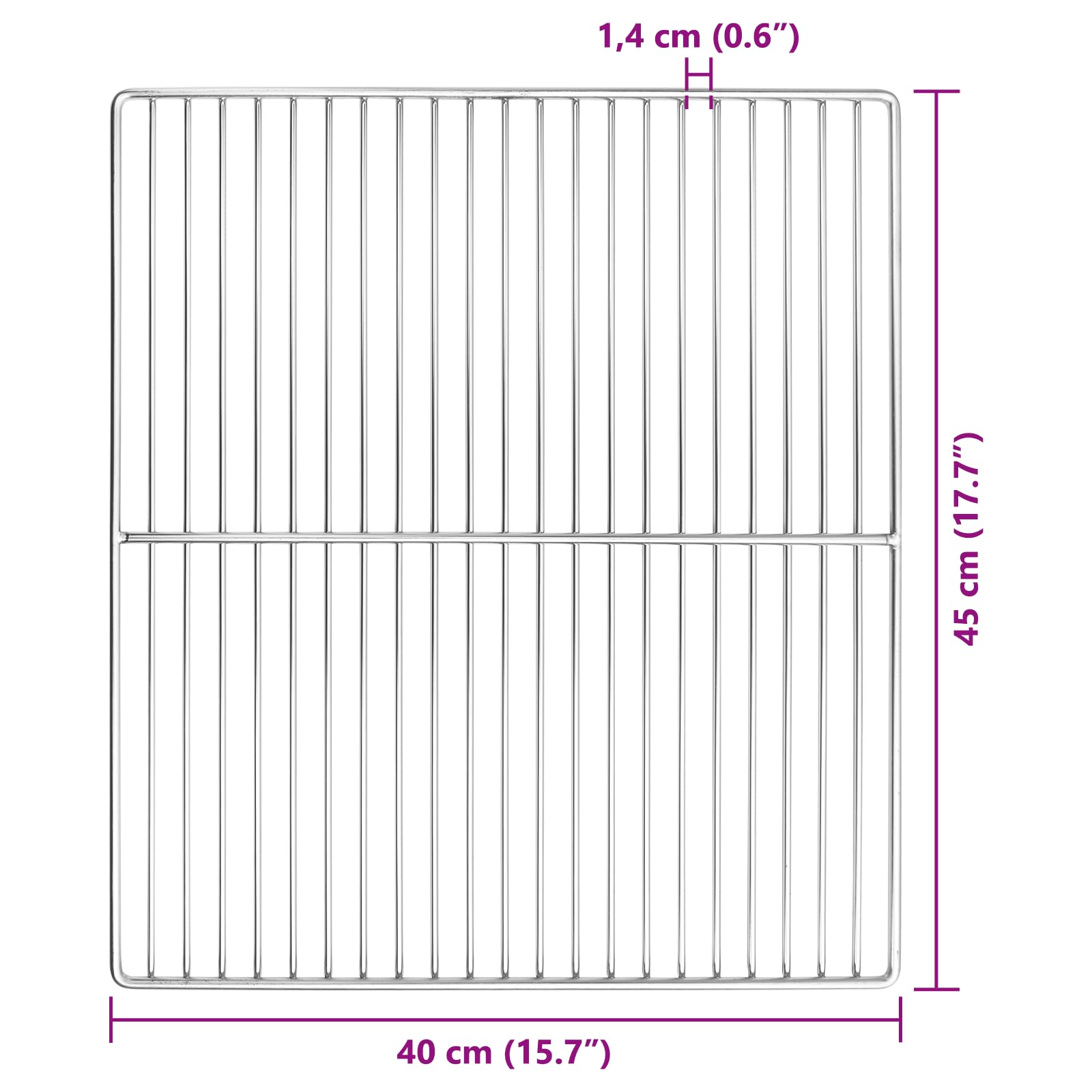 Générique Grille de Barbecue avec poignées rectangulaire 45x40 cm en Acier Inoxydable 304,Arts de la Table & Arts culinaires,Accessoires Petit électroménager,Argent,1.7 KG,42008312