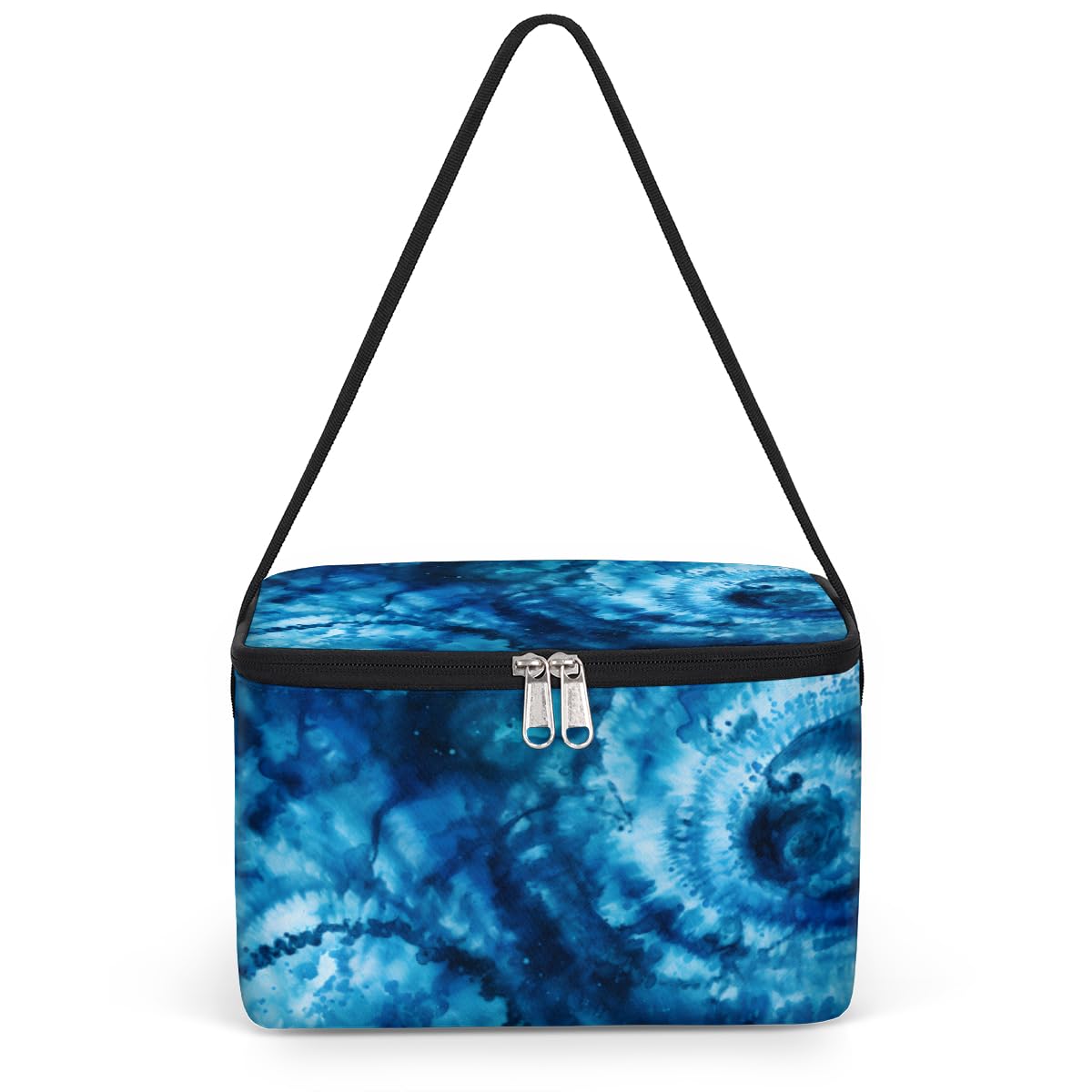 GzLeyigou Swirl Tie Dye Lunch Bags for Women Men 9 Cans, Hot & Cold Food Delivery Bag Insulated Grocery Bag Insulated Lunch Box Blue Swirl Design Cooler Bag for Office Work Picnic Beach