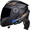 Bluetooth Modular Motorbike Helmet, DOT/ECE Approved Flip Up Full Face Motorcycle Helmet, with Double Visor Built-in Speaker Headset Microphone, for Automatic Answering S~XL