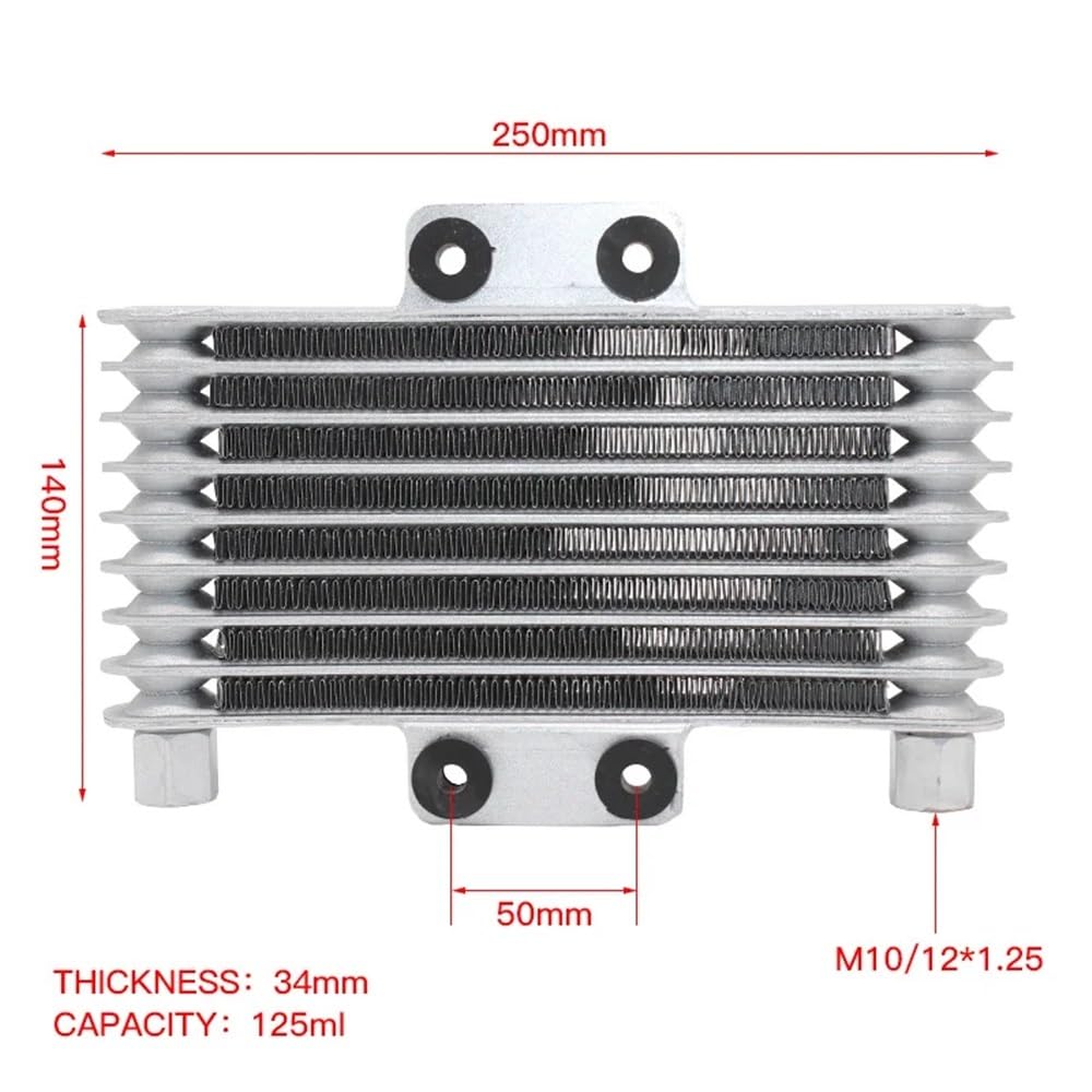 Chłodnica oleju motocyklowego Chłodnica silnika chłodzącego aluminium 125 ml 125CC-250CC Adapter Chłodnica oleju motocyklowego Dirt Bike ATV(Silver m12 x 1.25)