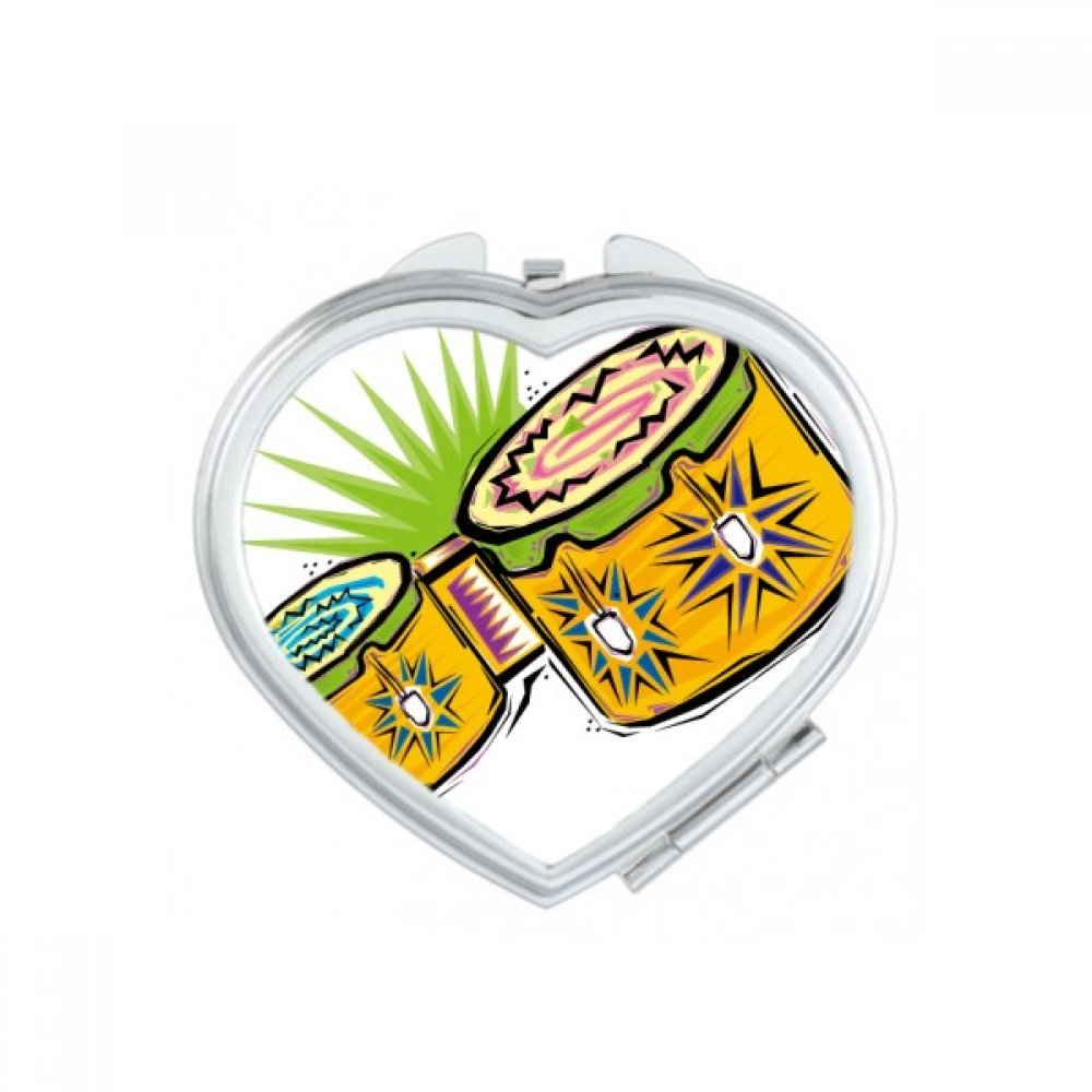 Miroir de poche mignon cœur jaune, petit cadeau maquillage compact